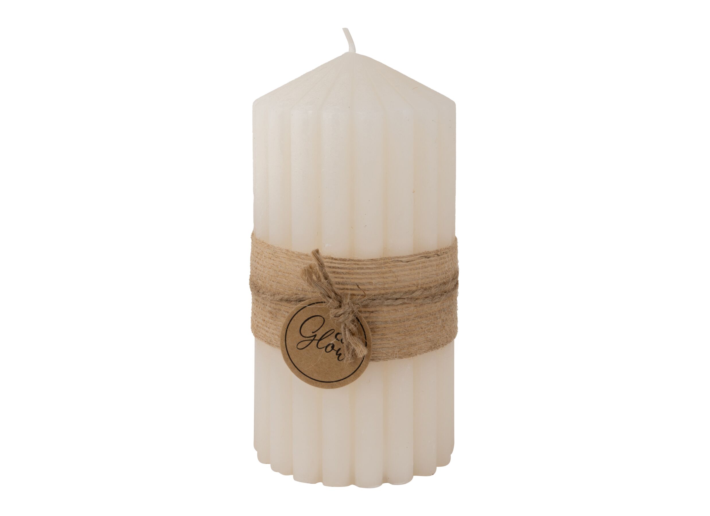 Kaars Ribble Ø7x14cm - paraffine - crème - Bougie Ribble Ø7x14cm - paraffine - crème