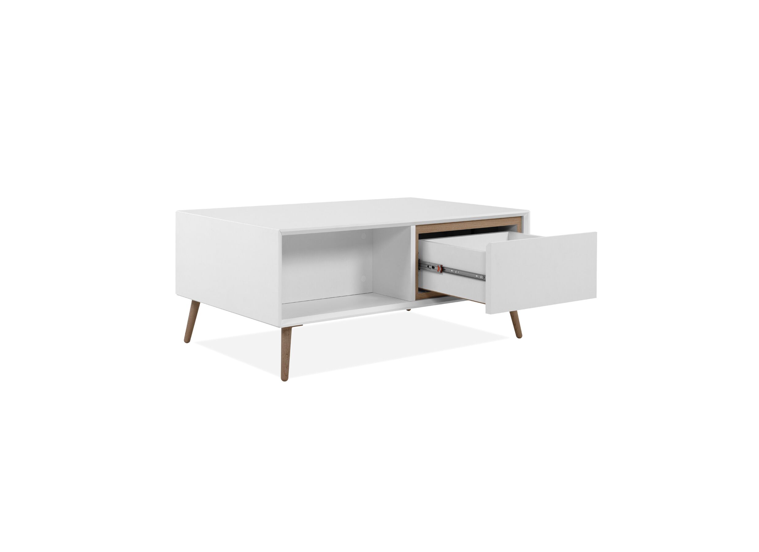 Disposition - Table basse Arona 94x55cm avec rangement - mélamine - blanc