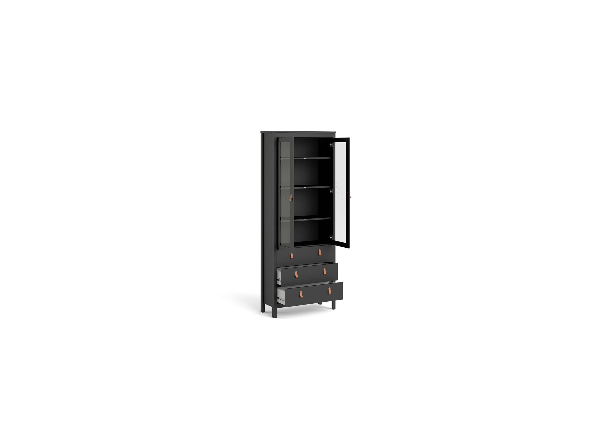 Vitrinekast Madrid 78cm - decor - zwart mat