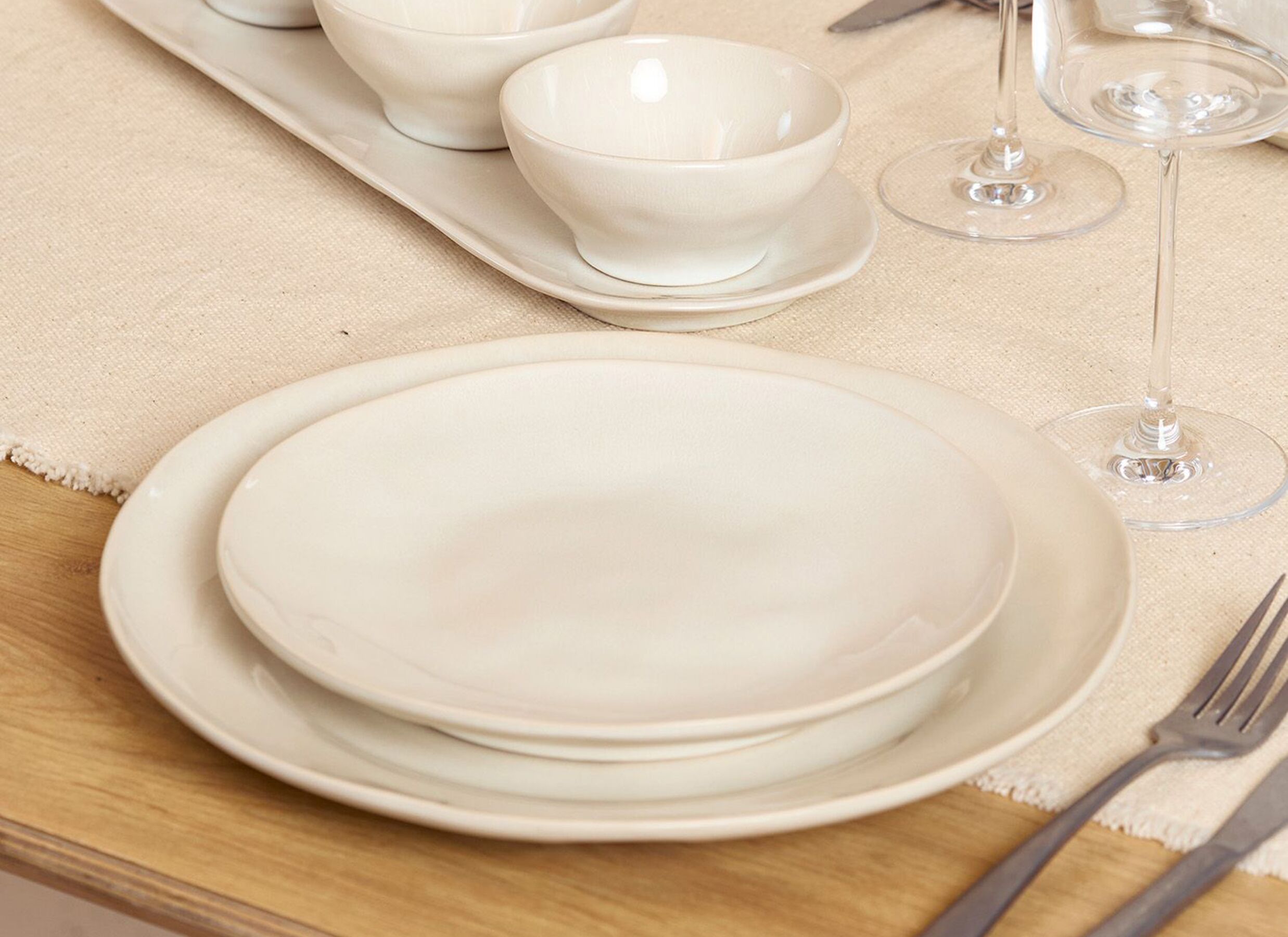 Foto ambiance - Assiette Rocca Ø21,5cm - stoneware - beige