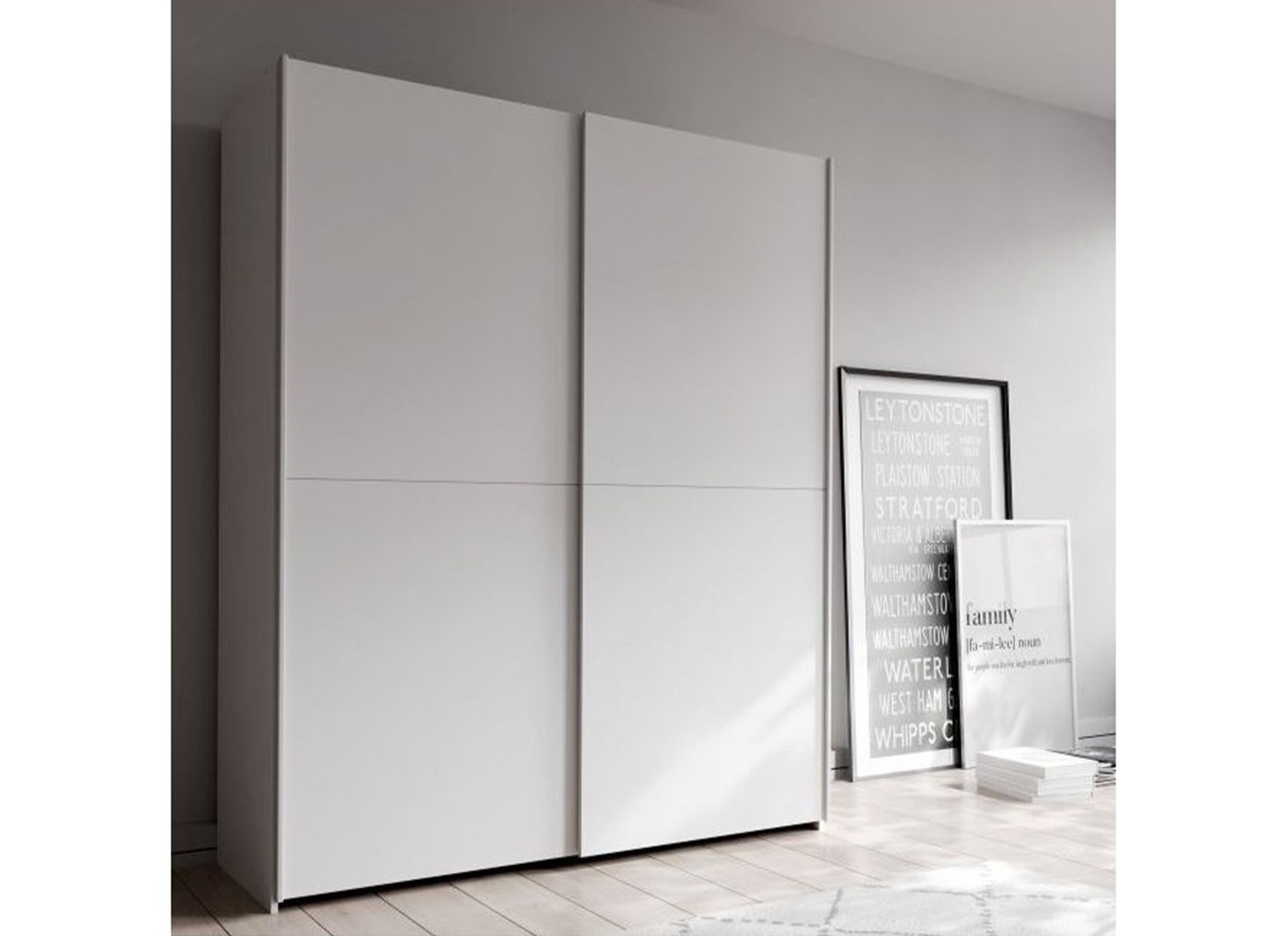 Foto ambiance - Armoire à portes coulissantes Schach & Mat 150cm - décor - blanc