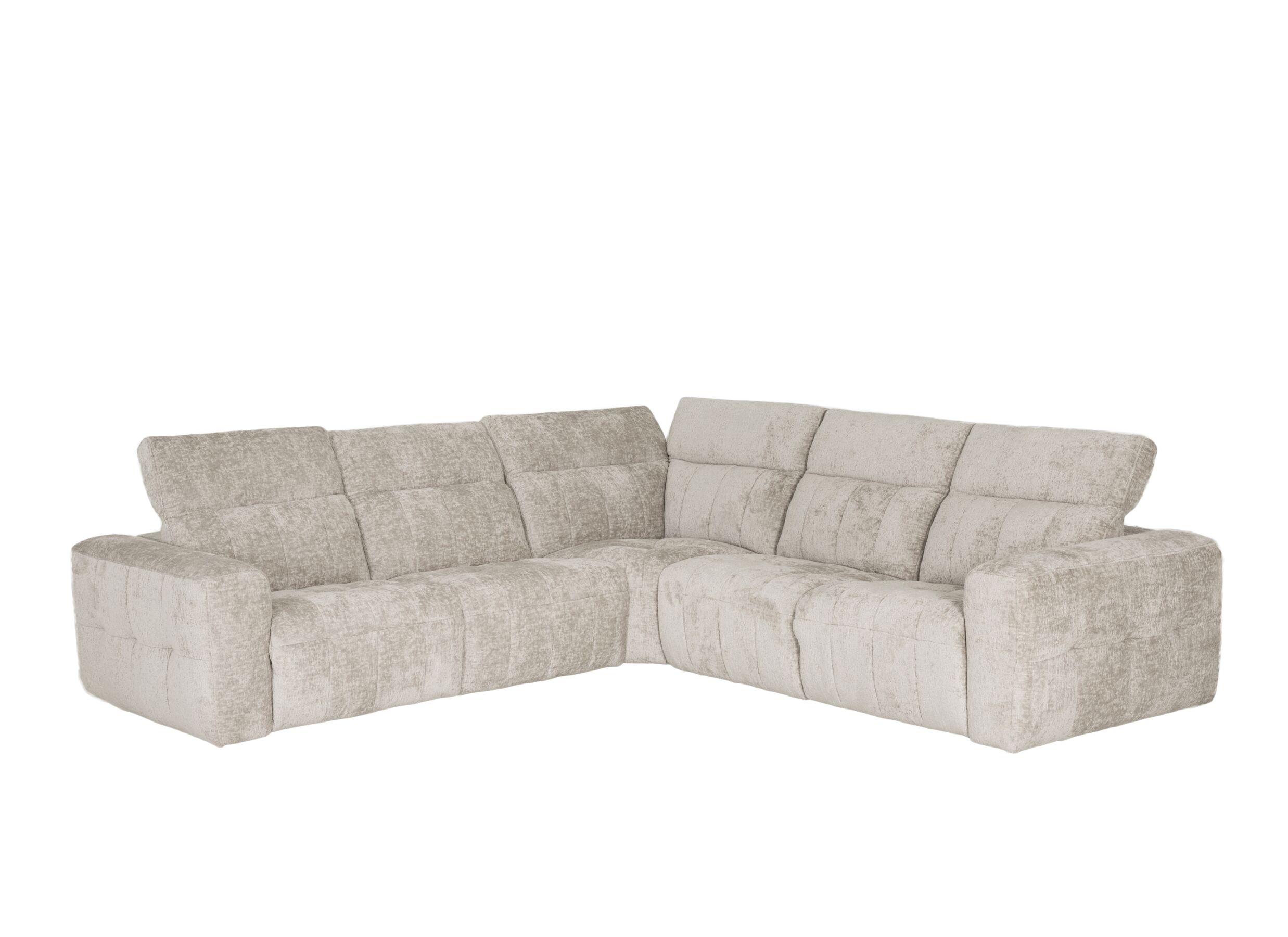 Aperçu - Canapé d'angle Crow 301x301cm - tissu - turtledove avec 2 fauteuils relax