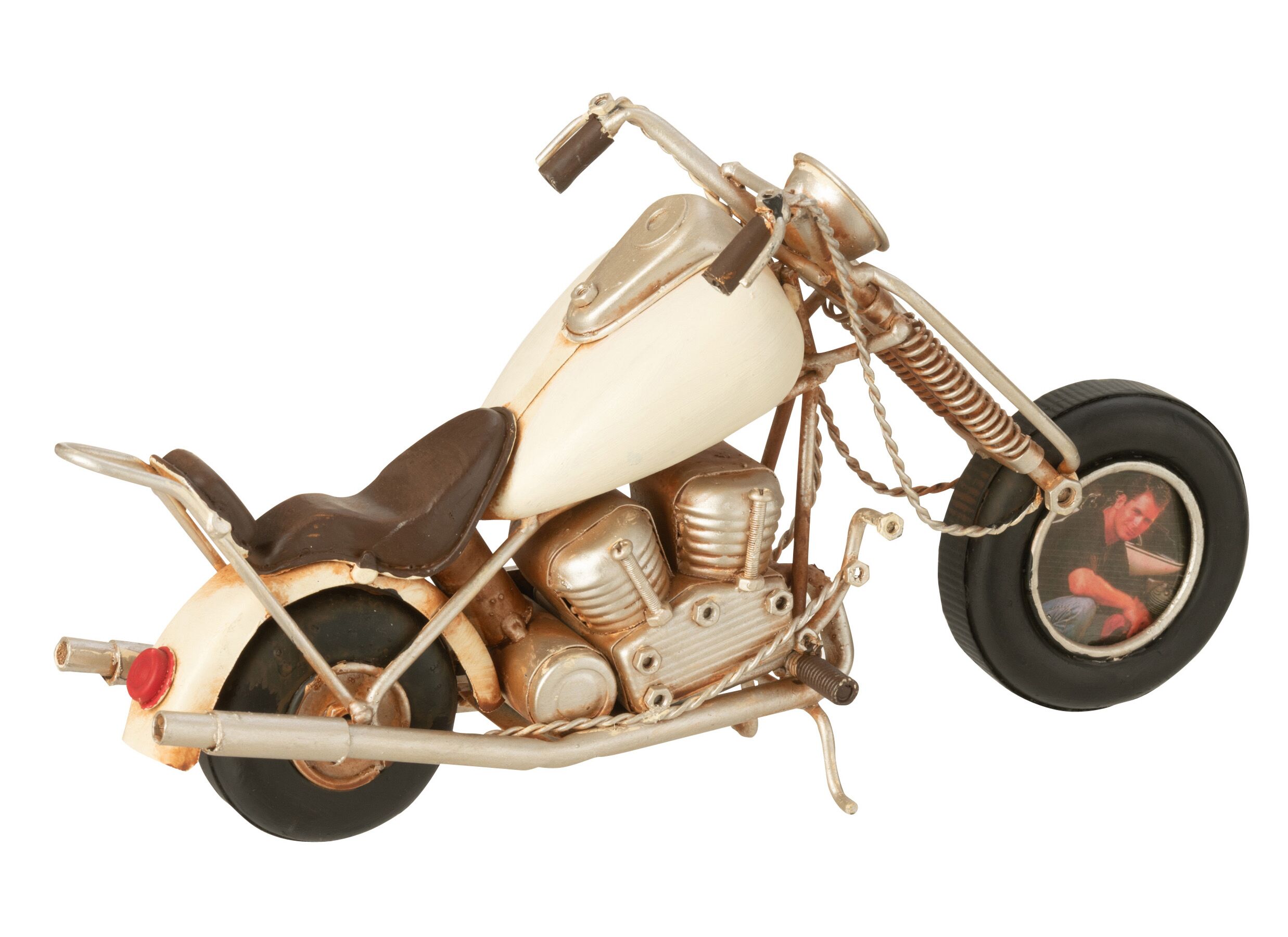 Overzichtsfoto - Moto Antiek 28,5x9x15cm - metaal - gebroken wit