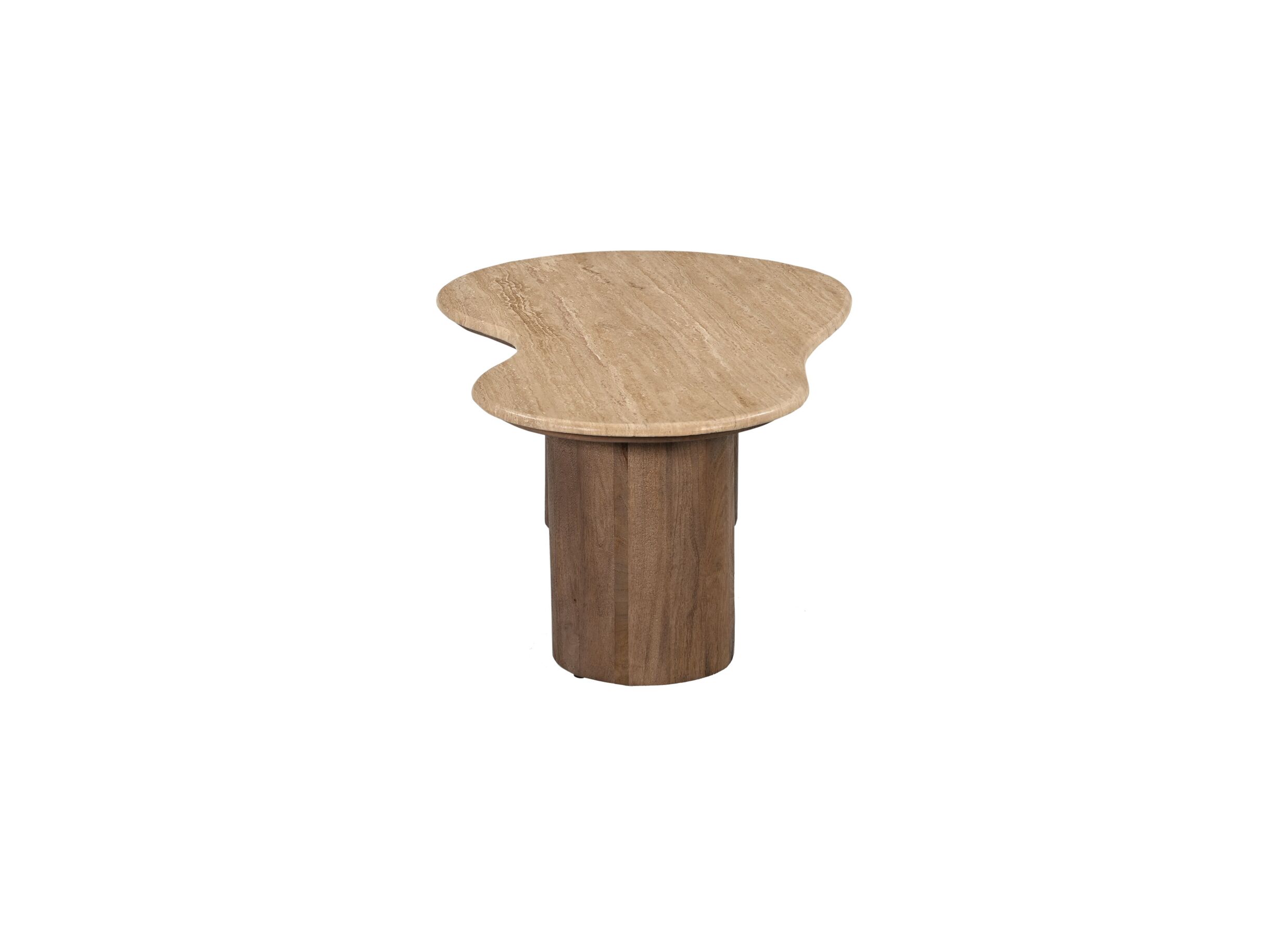Aperçu - Table basse Floreal 120x70cm - manguier massif & travertin - naturel