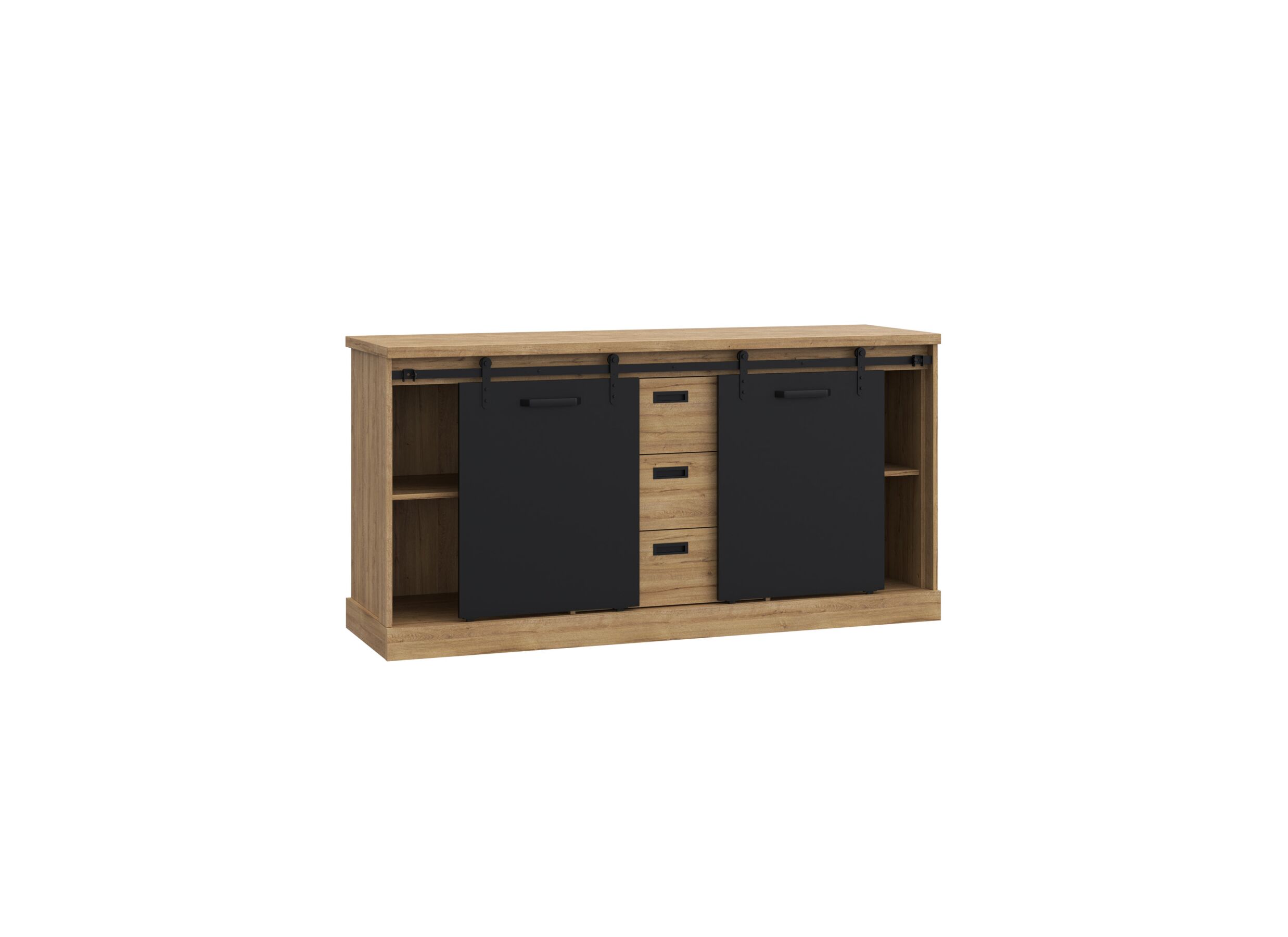 Dressoir Kaszimiro 173cm - meubelplaat - waterford eik/zwart