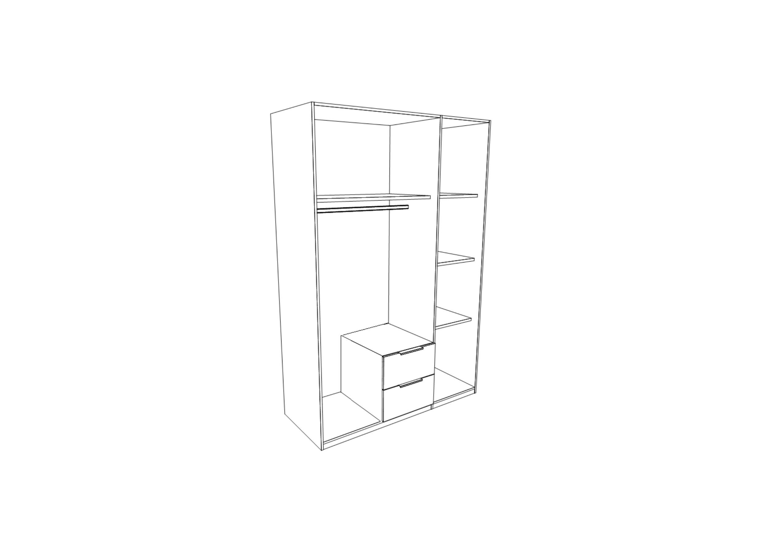 Garde-robe Duo 2 135cm - décor - digisteel/graphite
