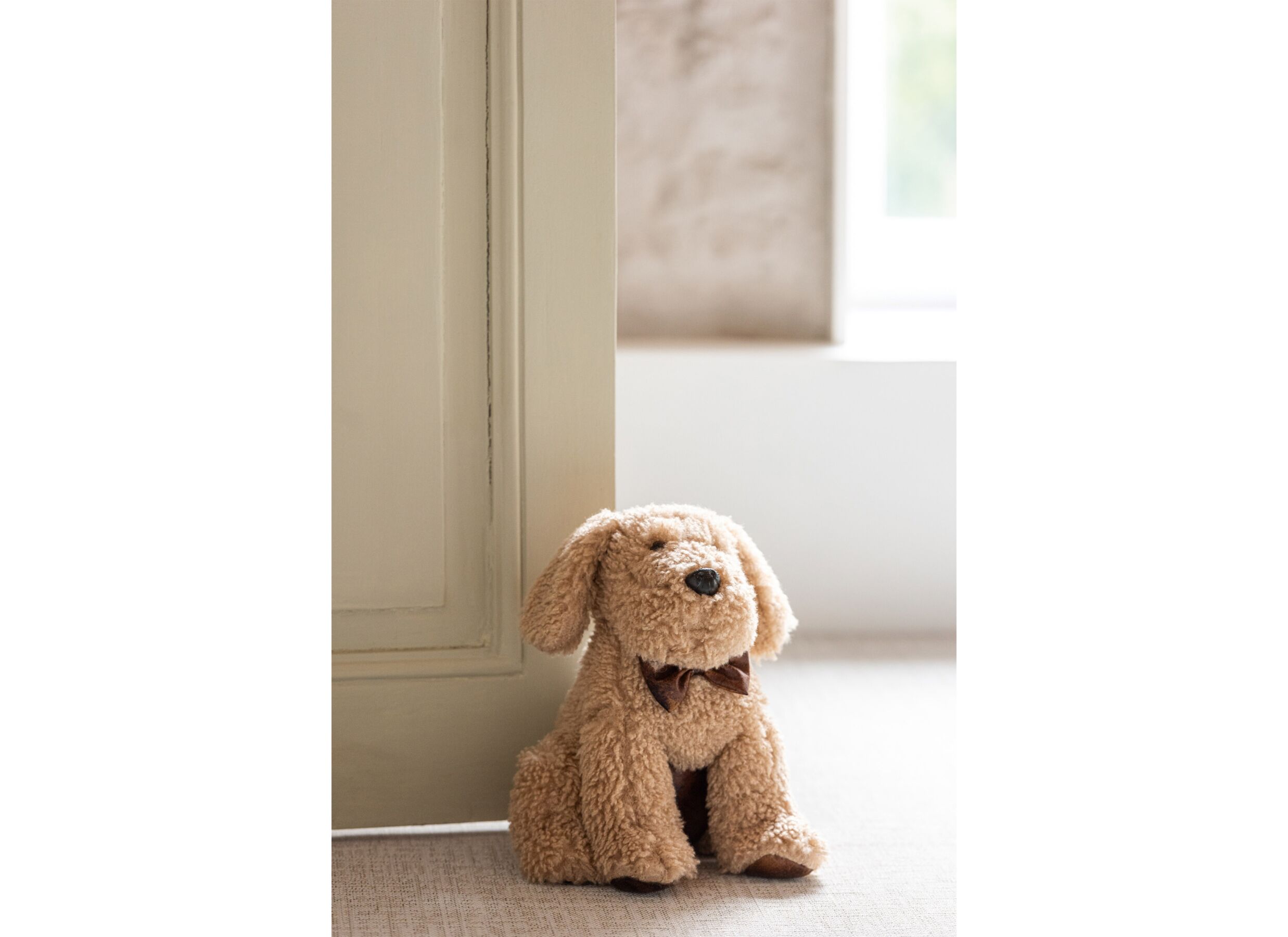 Sfeerfoto - Deurstopper Hond 20x20x30cm - polyester - beige