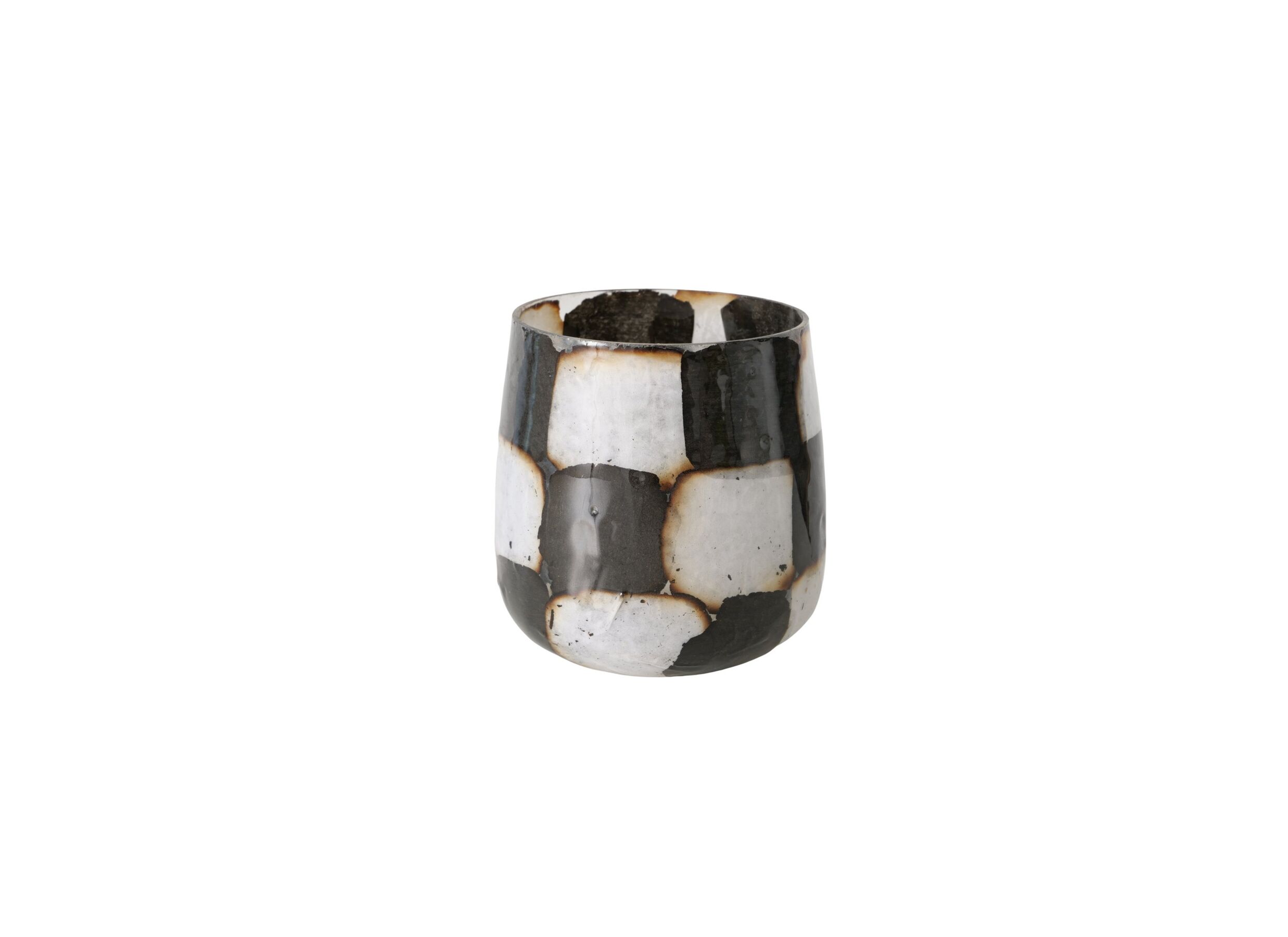 Plus Important - Porte-bougie Medo H10cm - verre - noir/blanc