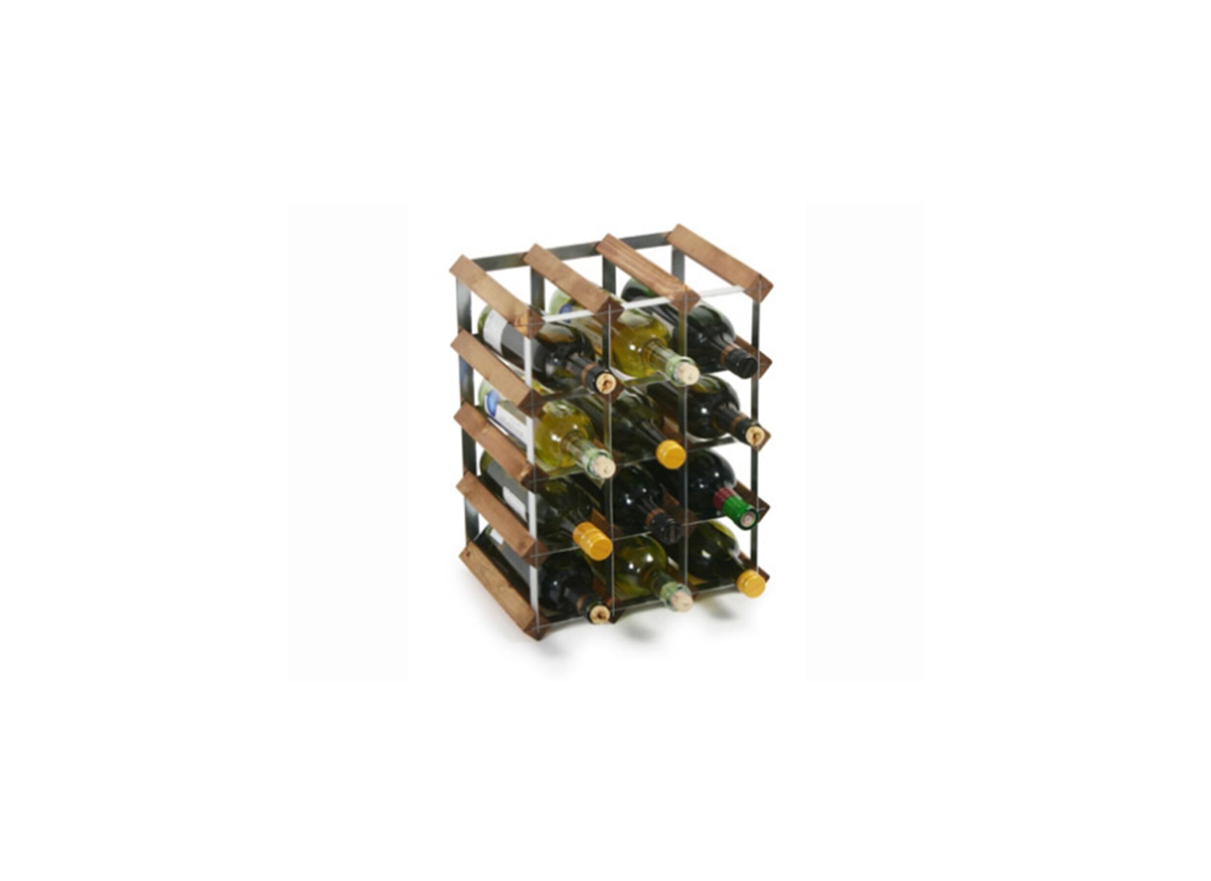 Porte-bouteilles bois massif métal 42x23x32 - Porte-bouteilles bois massif métal 42x23x32