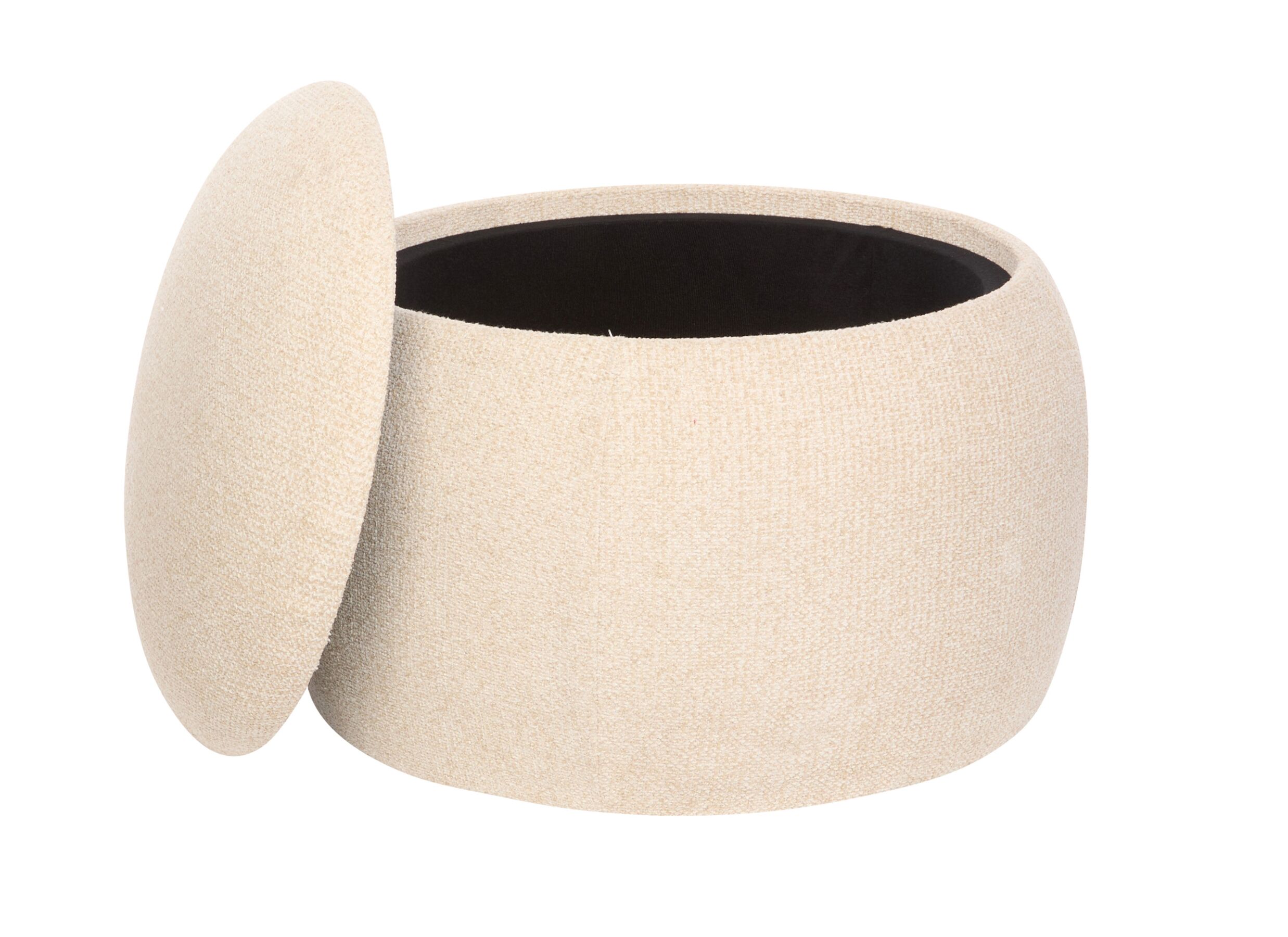 Aperçu - Pouf Elior avec rangement Ø60cm - bouclé - crème