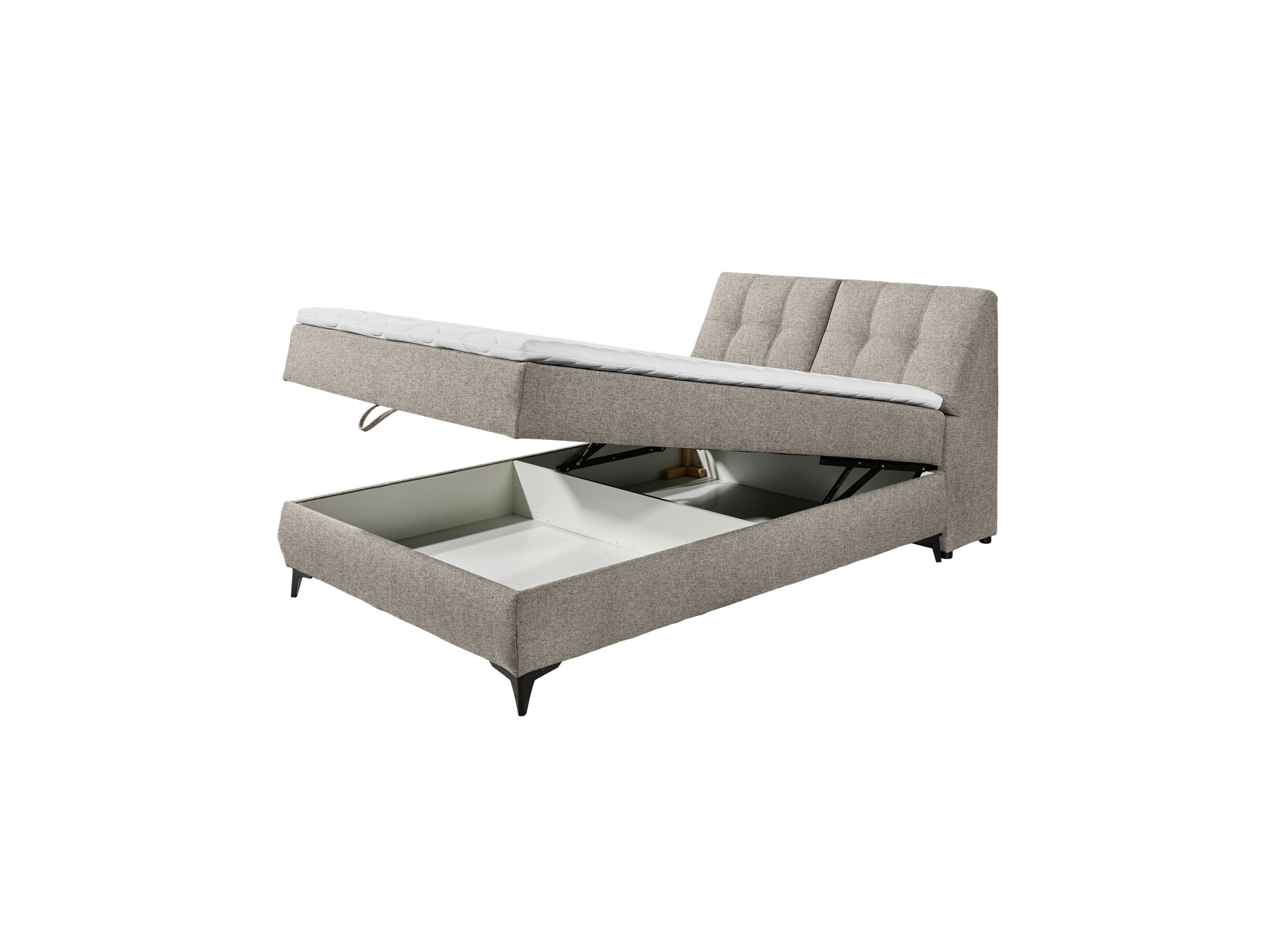 Indeling - Bedbox Atlantis 140x200cm met opbergruimte stof zand