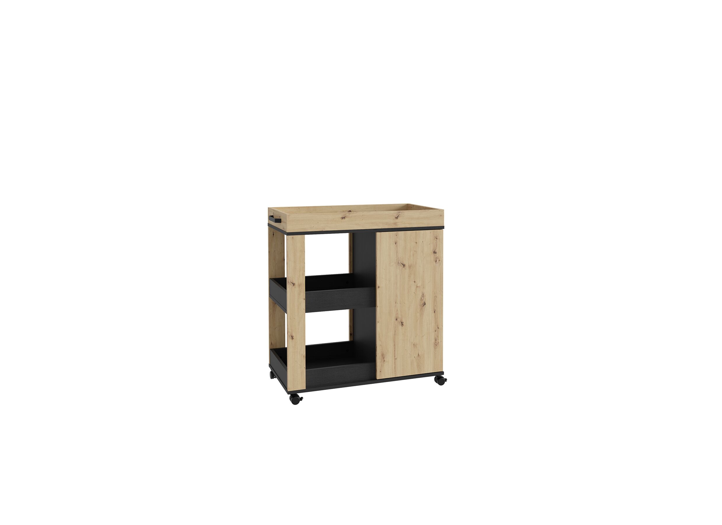Serveerwagen 78cm - decor - artisanale eik