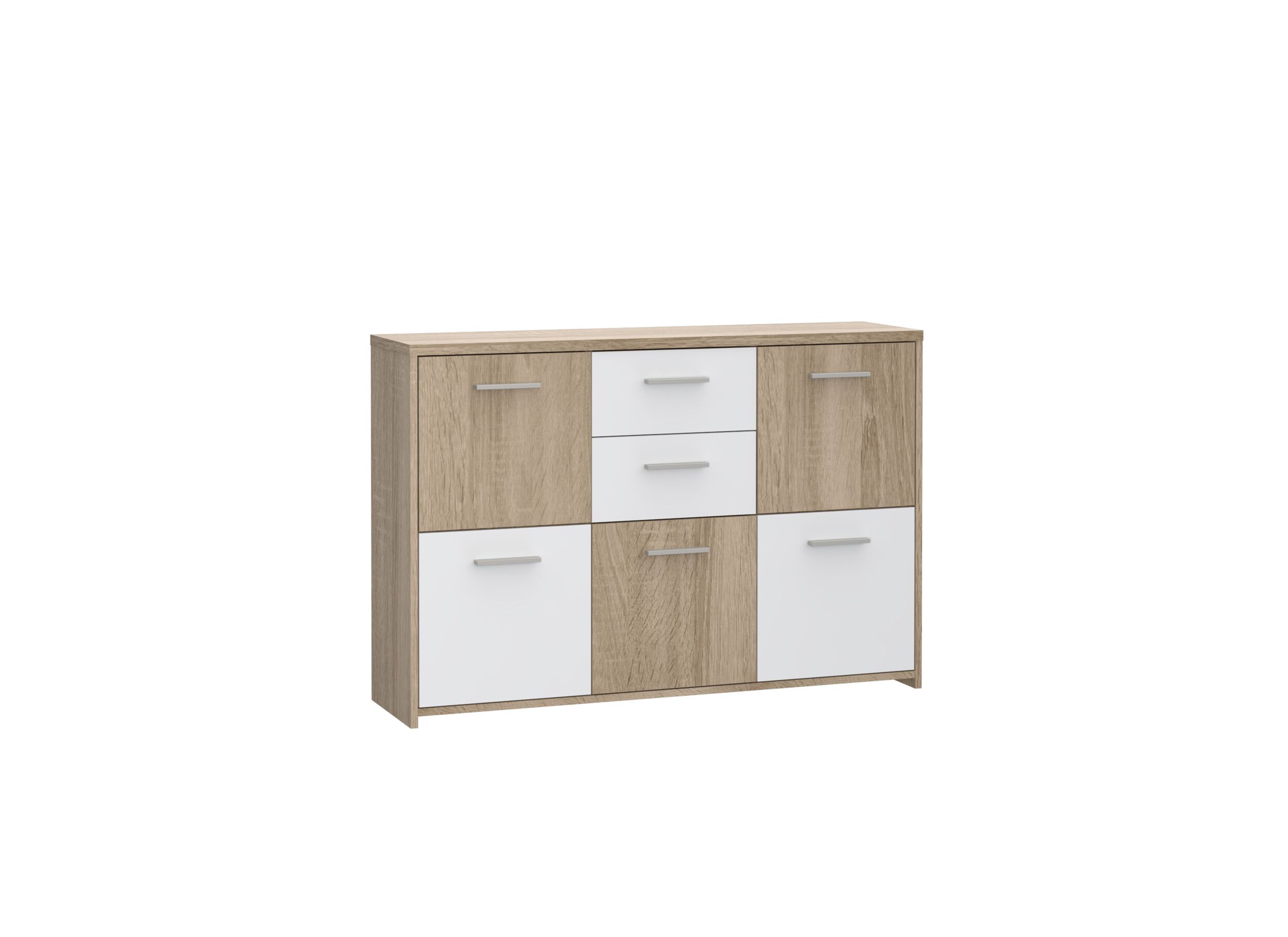 Kast Best Chest 114x30x78cm - meubelplaat - sonoma eik/wit