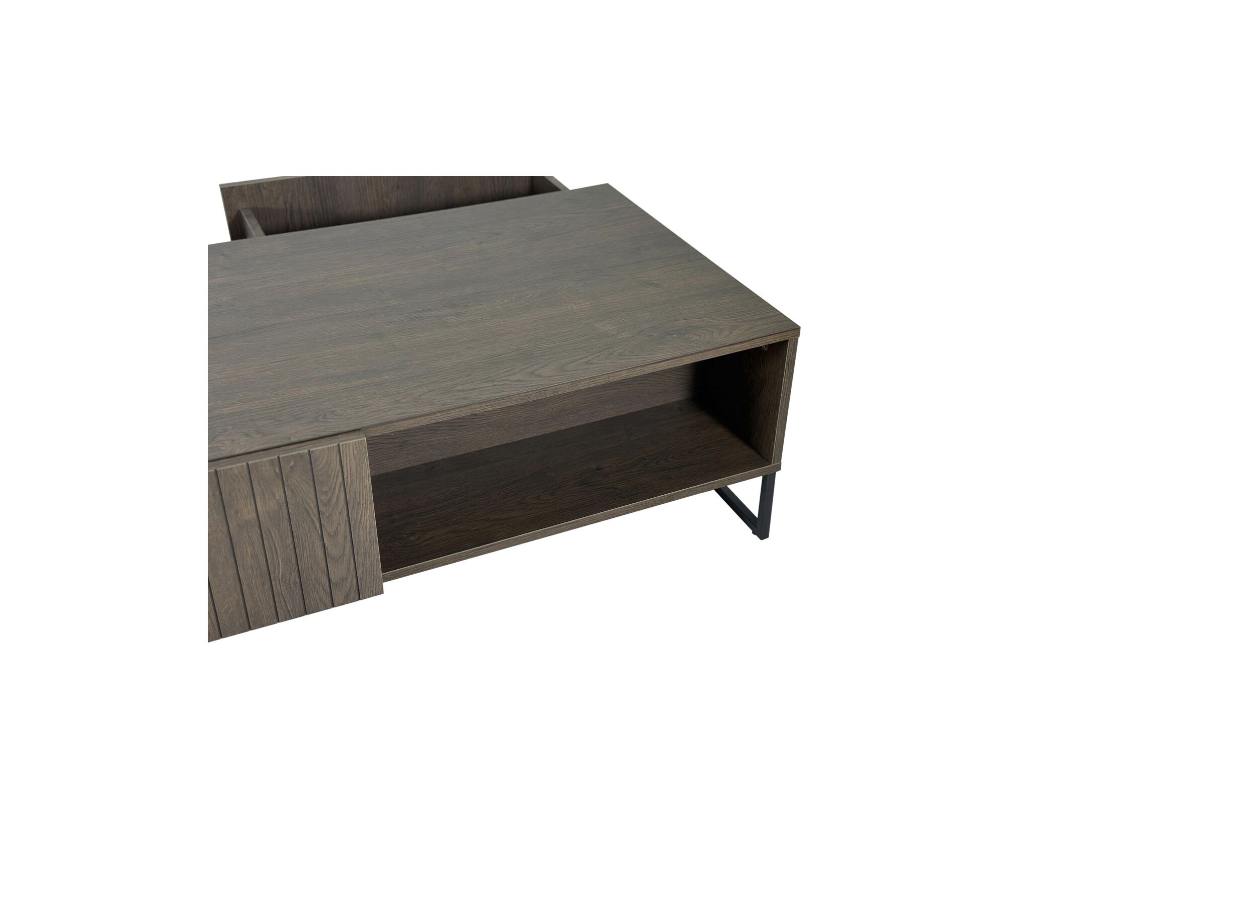 Table basse Vadis 119x62x36cm - melamine - brun foncé avec rangement