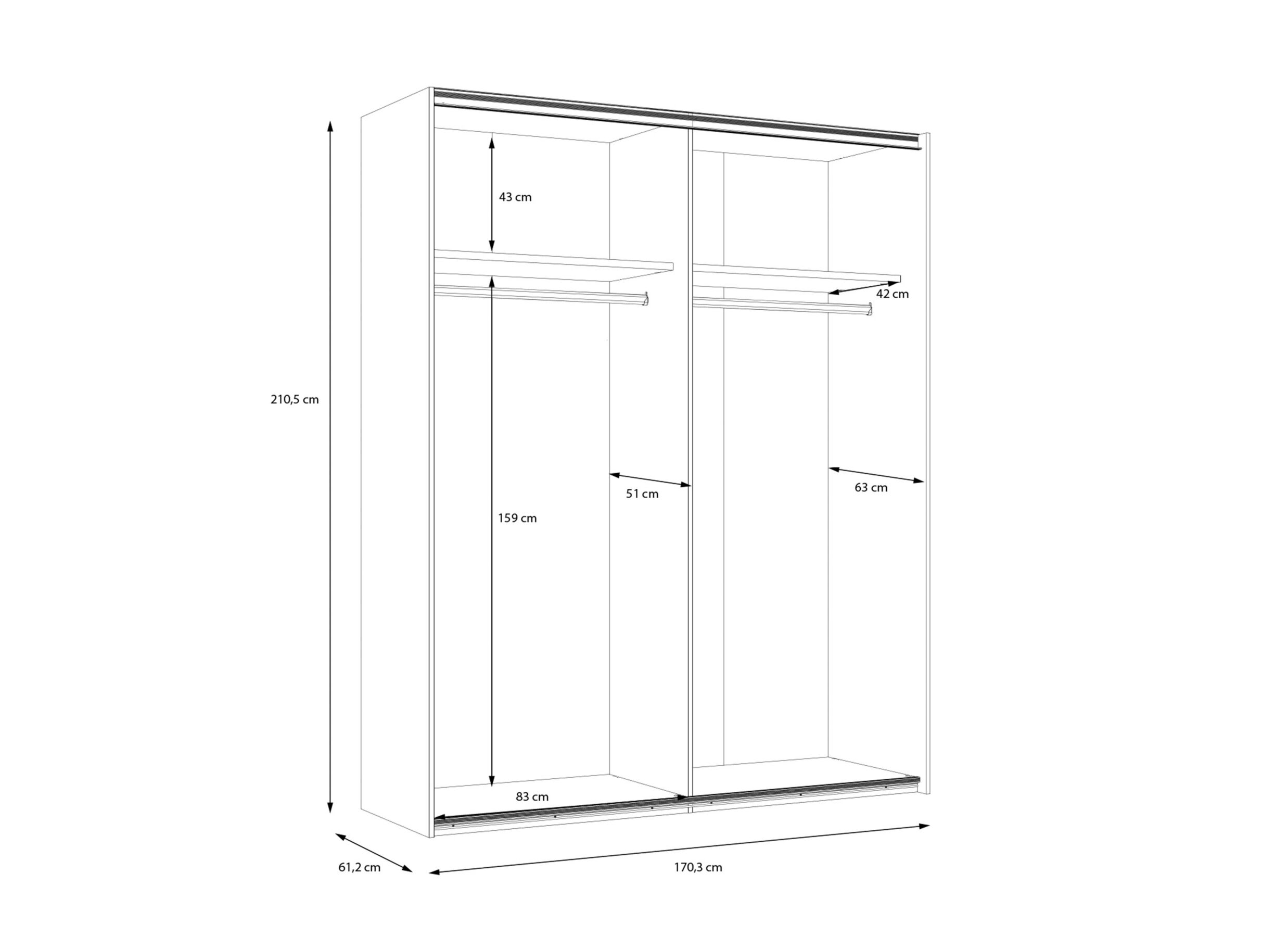 Armoire à portes coulissantes Lya 170cm - décor - cabezone oak/mauvella