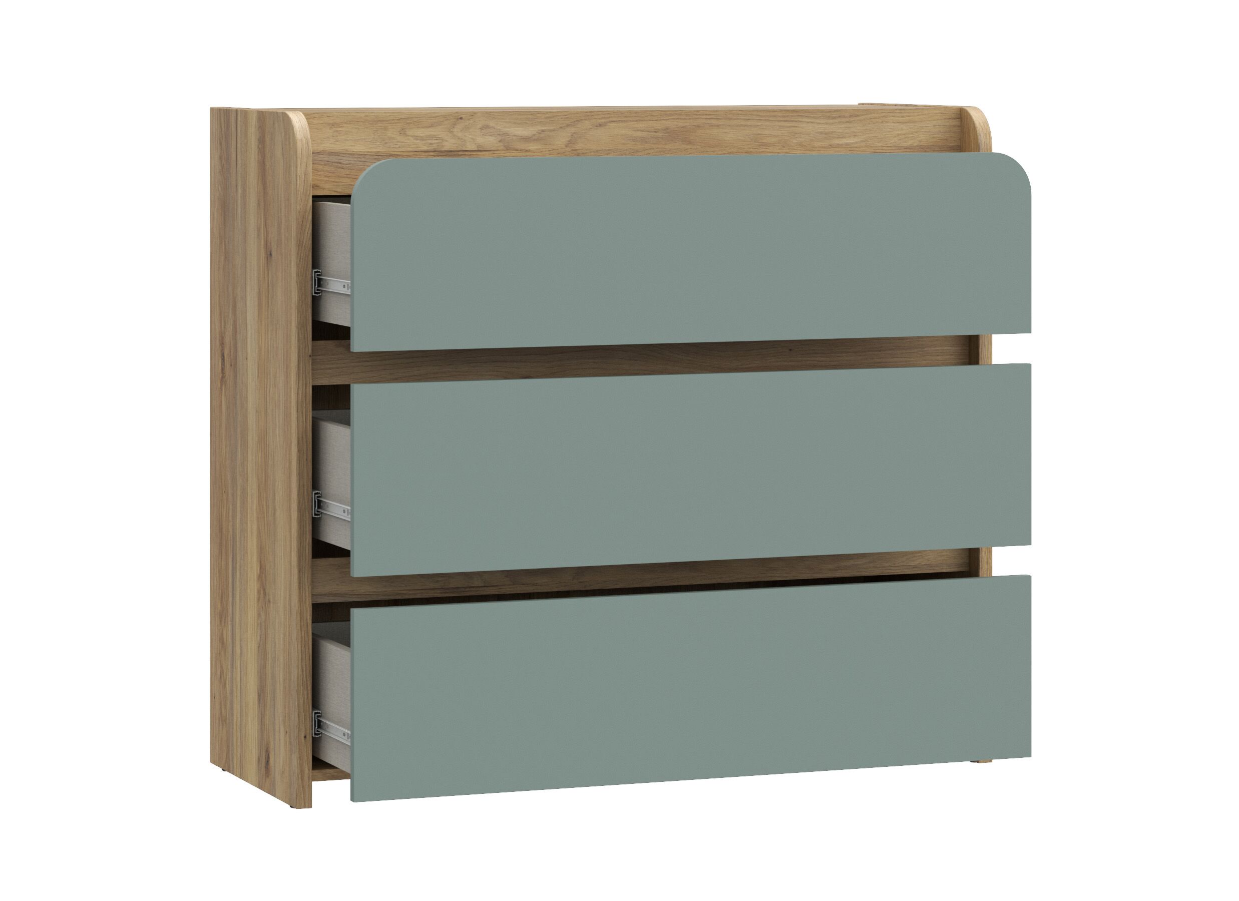 Disposition - Commode Hoa 105x41x94cm - décor - chêne mauvella & vert