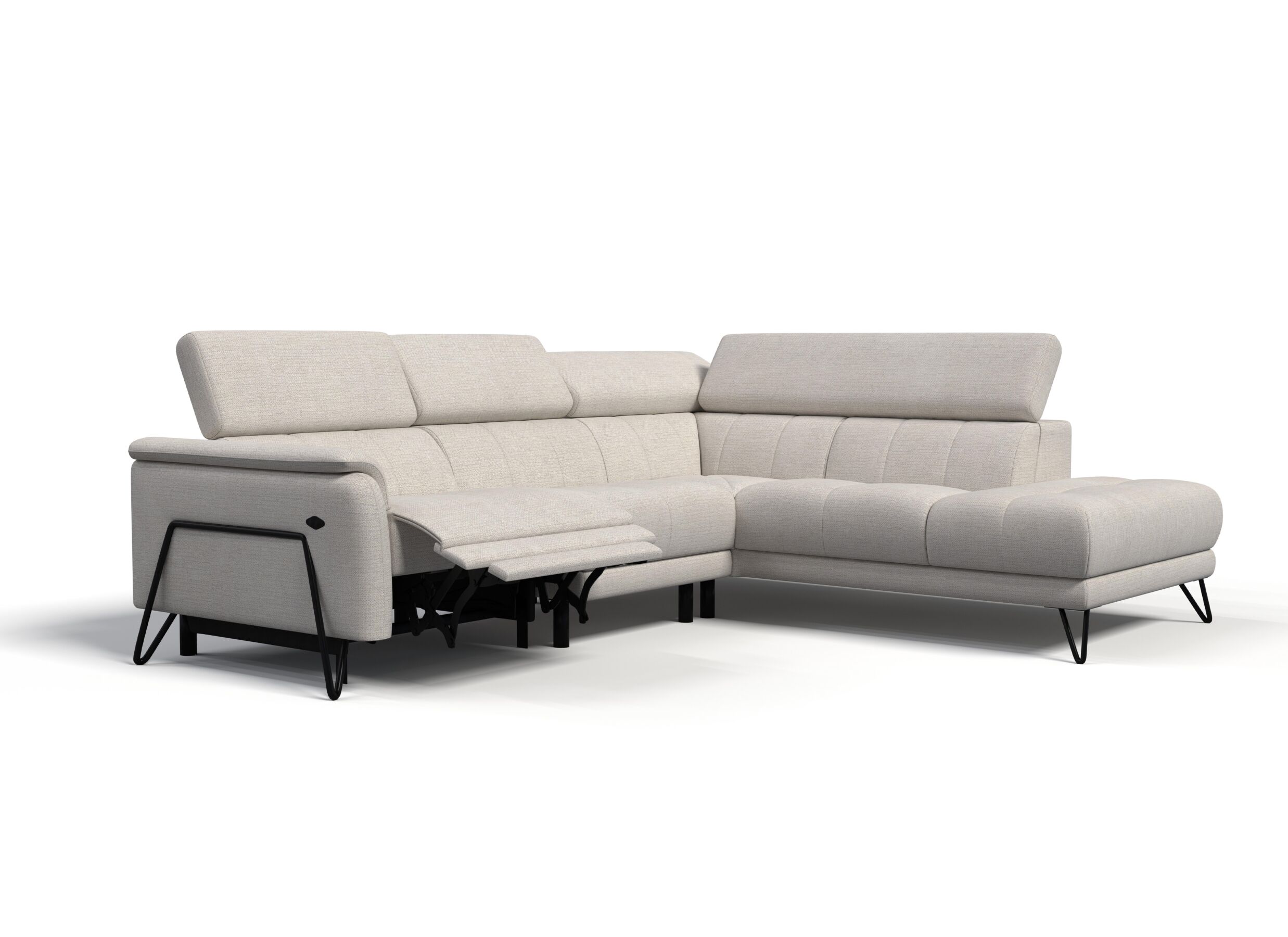 Plus Important - Canapé d'angle Oltens 281x228cm - tissu - beige avec relax