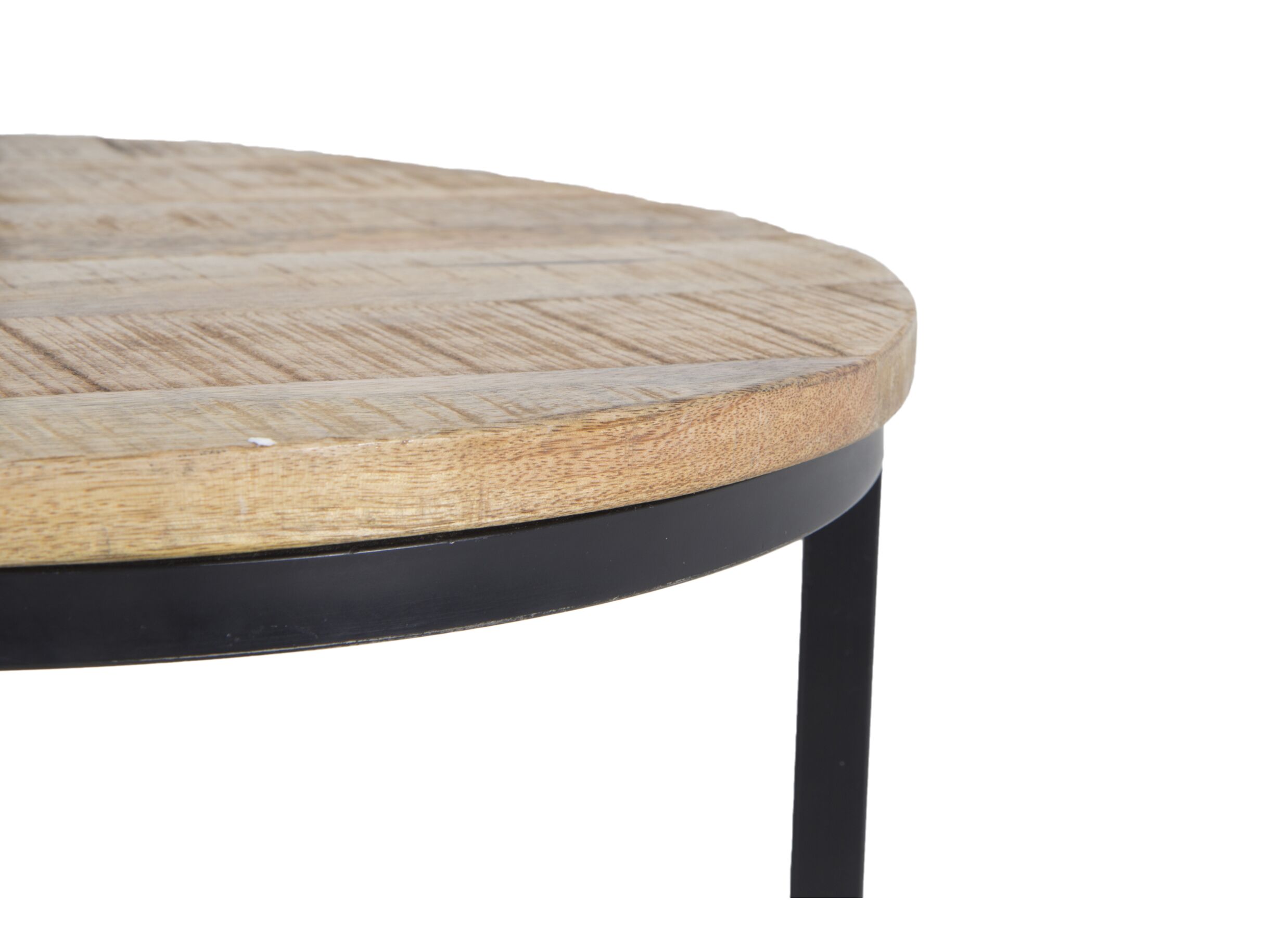 Table d'appoint Half Moon lot de 2 - manguier massif & métal - naturel