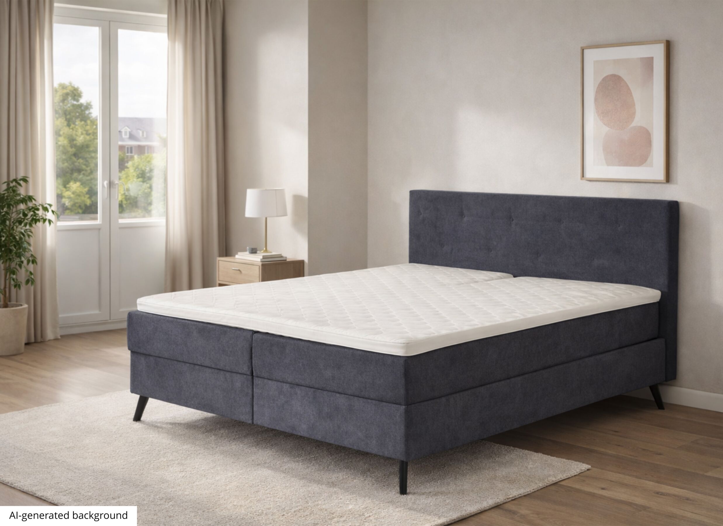 AI Generated - Boxspring Skagen Knapper 180x200cm - tissu - anthracite