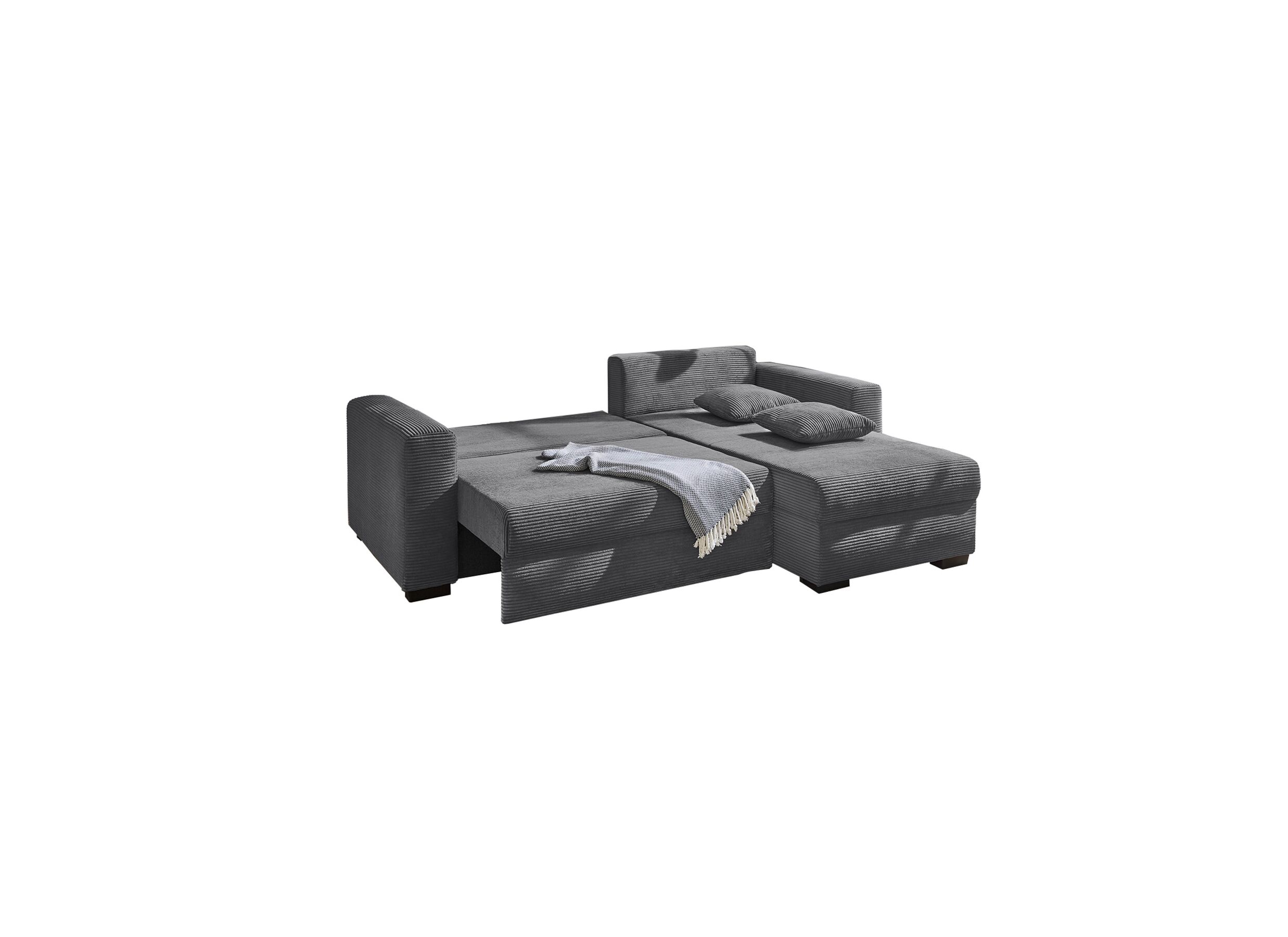 Canapé d'angle Elmau 235x169cm - tissu - gris avec fonction lit et rangement