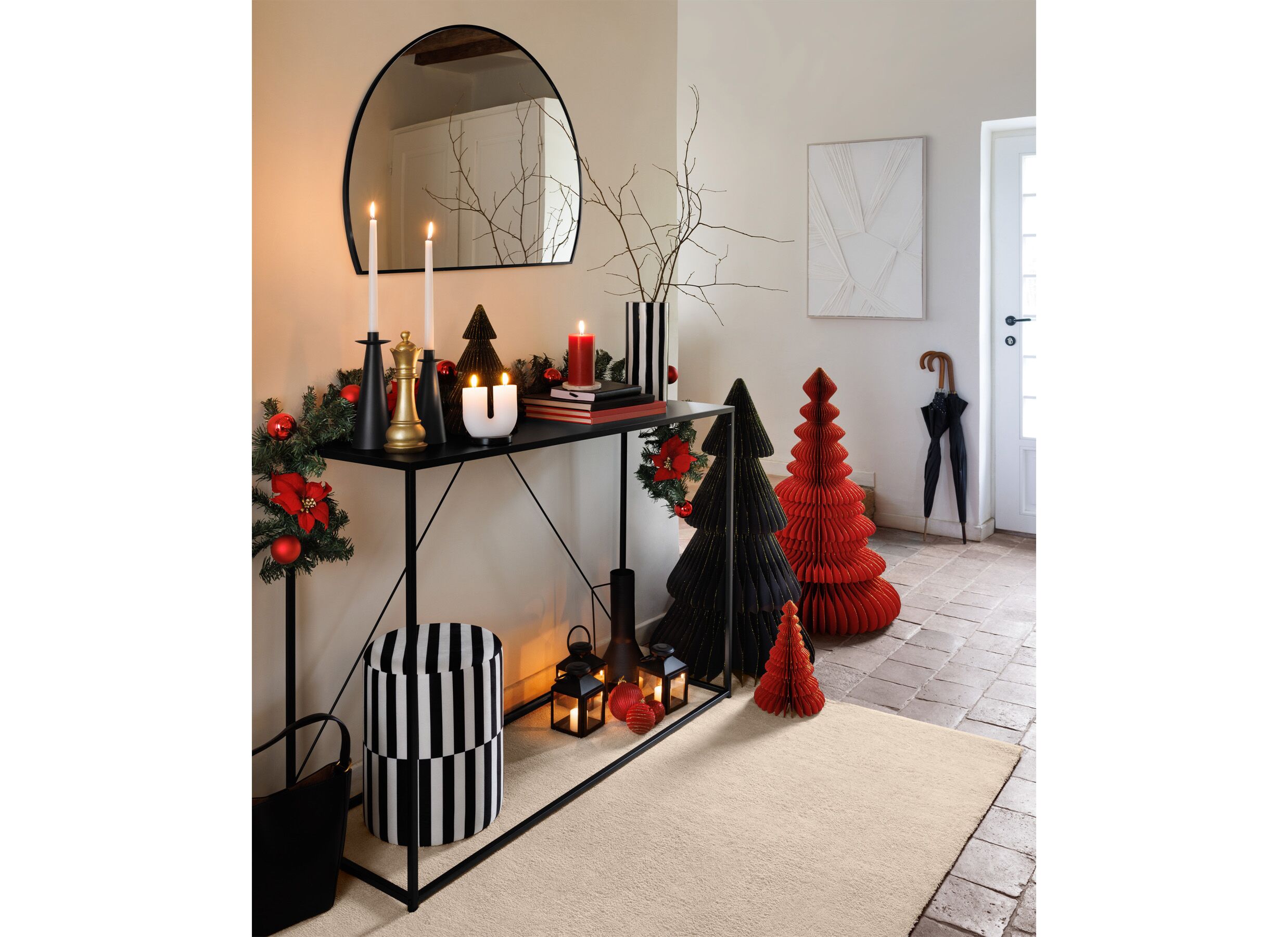 Sfeerfoto - Kerstboom H30cm - papier - rood