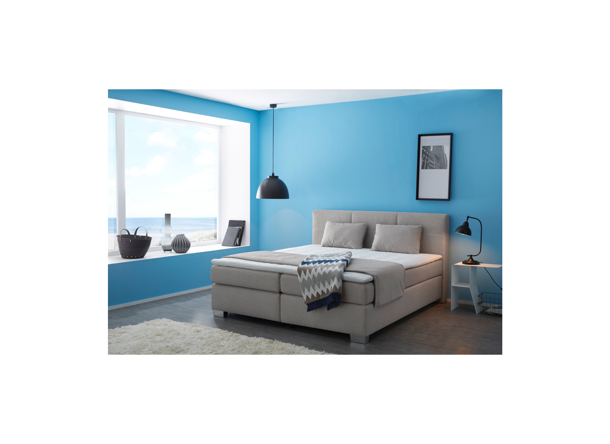 Boxspring Emilia 160x200cm - tissu - greige