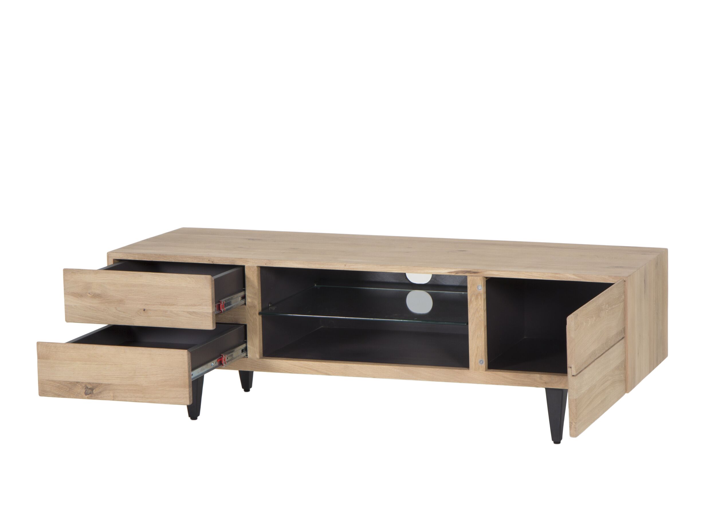 Meuble TV Palacio 150cm - chêne massif & décor - naturel
