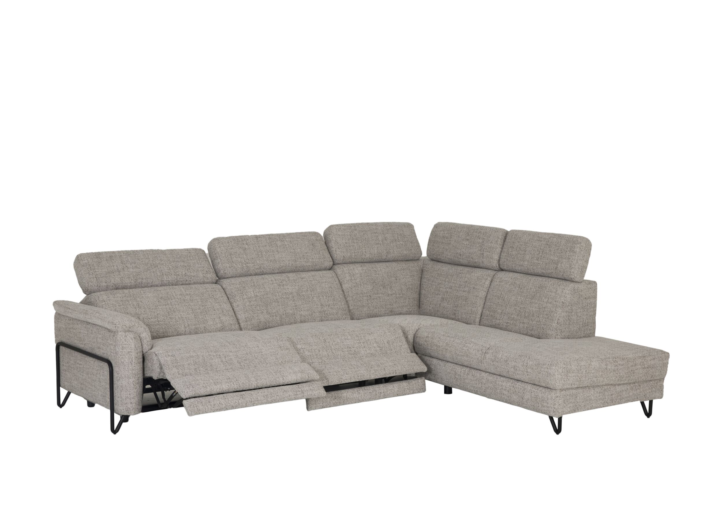 Aperçu - Canapé d'angle Azul 294x230cm - tissu - greige avec relax