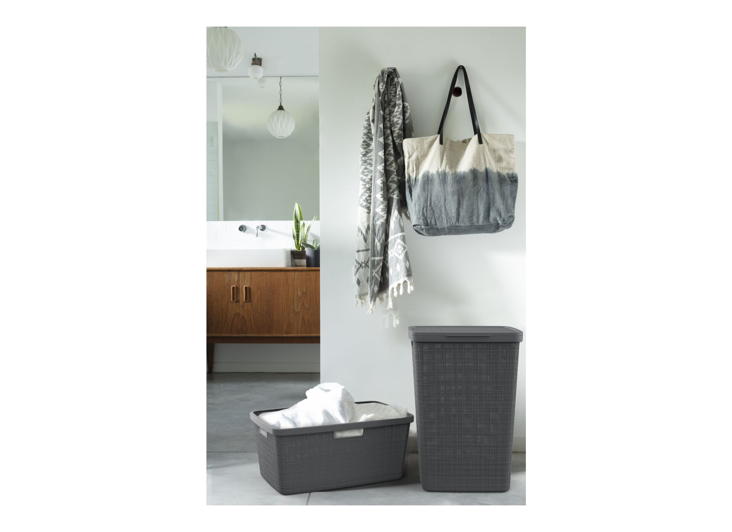 Wasmand Jute 43x34x58,2cm grijs