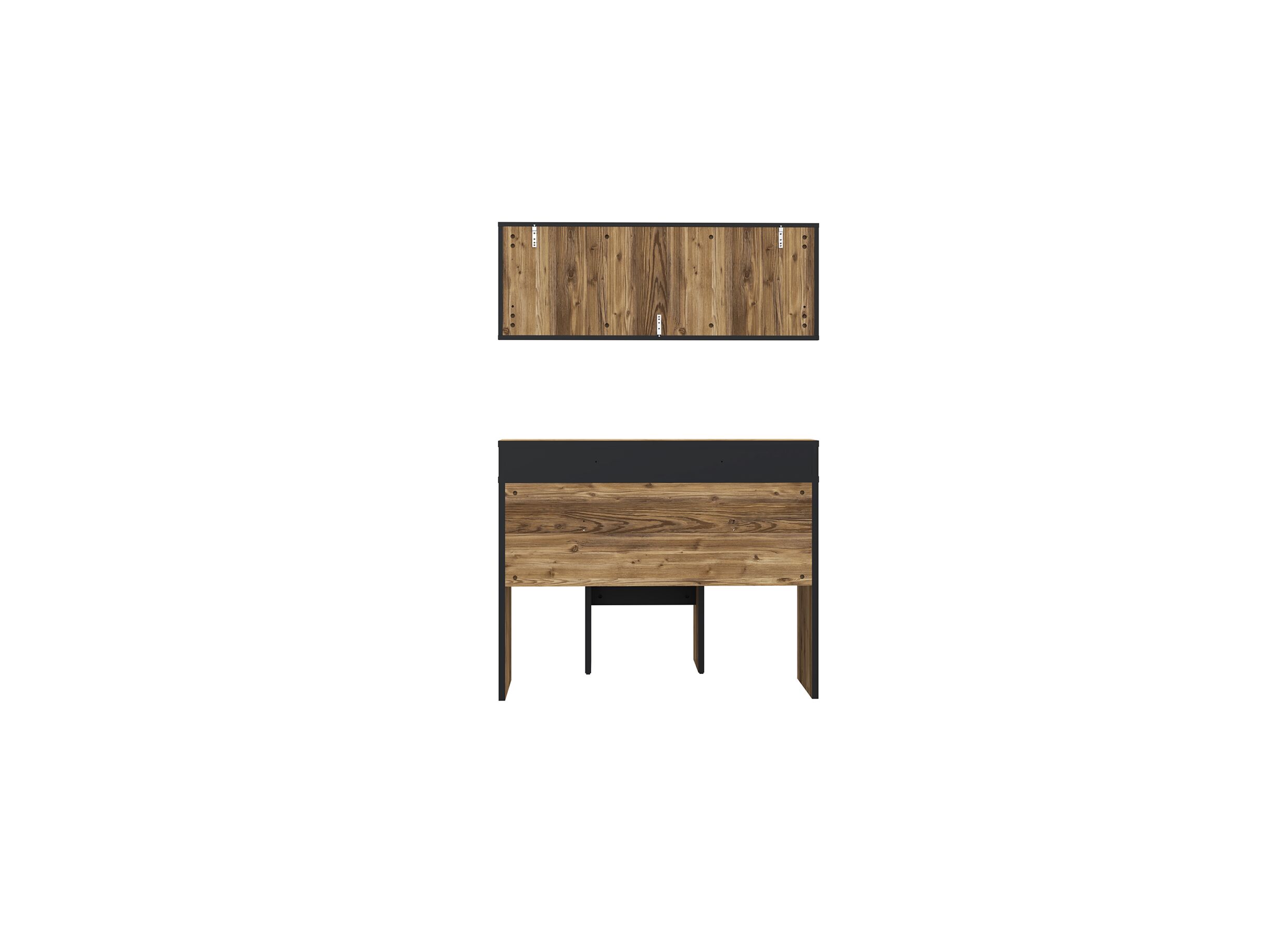 Coiffeuse Jabim avec miroir 110cm - panneau décor - alpine picea/noir