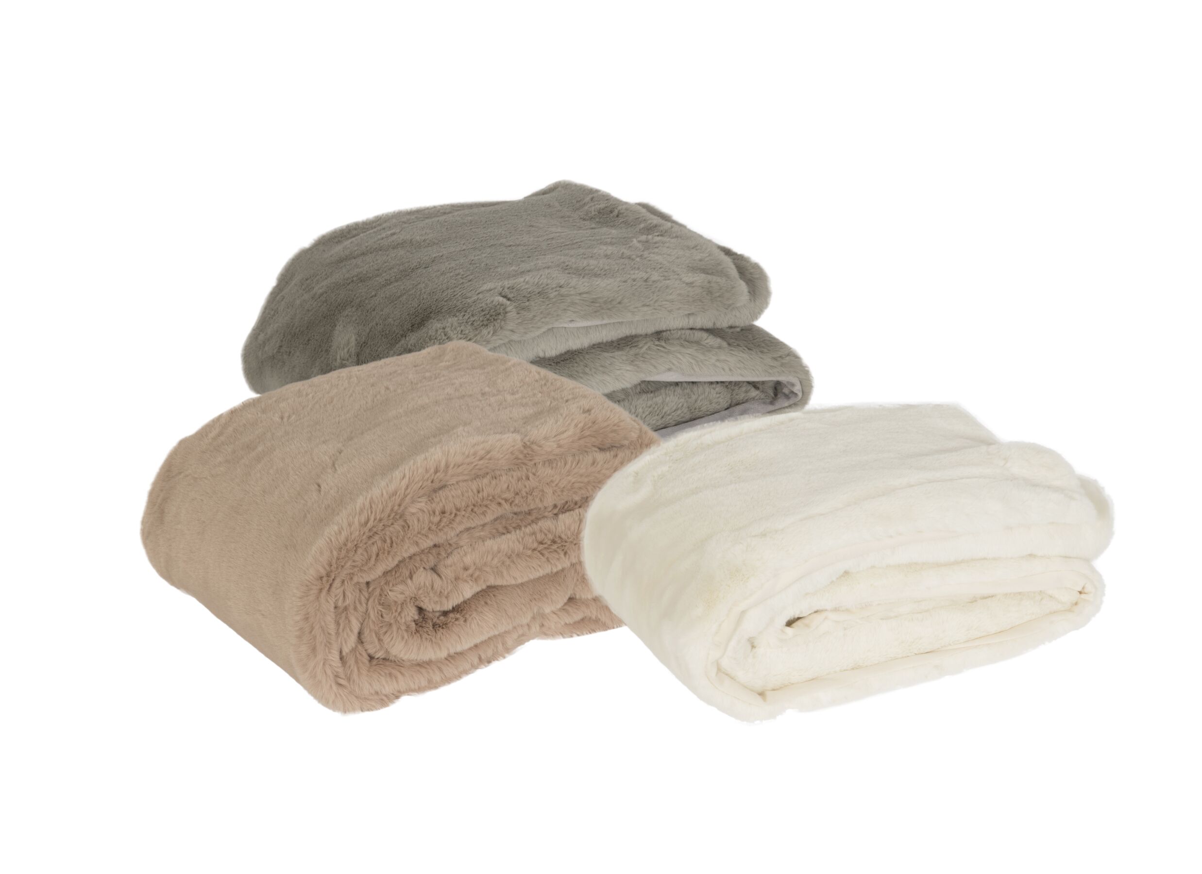 Photo ensemble - Plaid Yucatan 140x180cm velours ivory