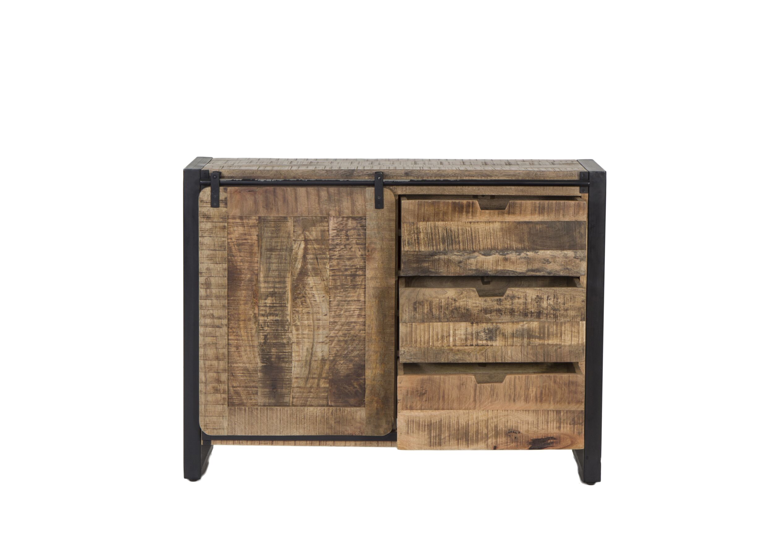 Commode Woodstock 120x45x90cm - mango massief - naturel/zwart
