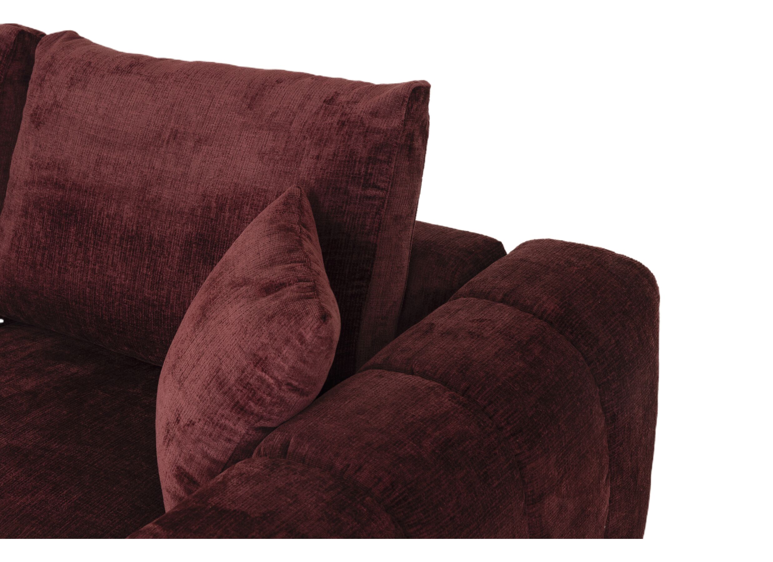 Detail - Canapé d'angle Musigny 315x165cm - chenille - bordeaux