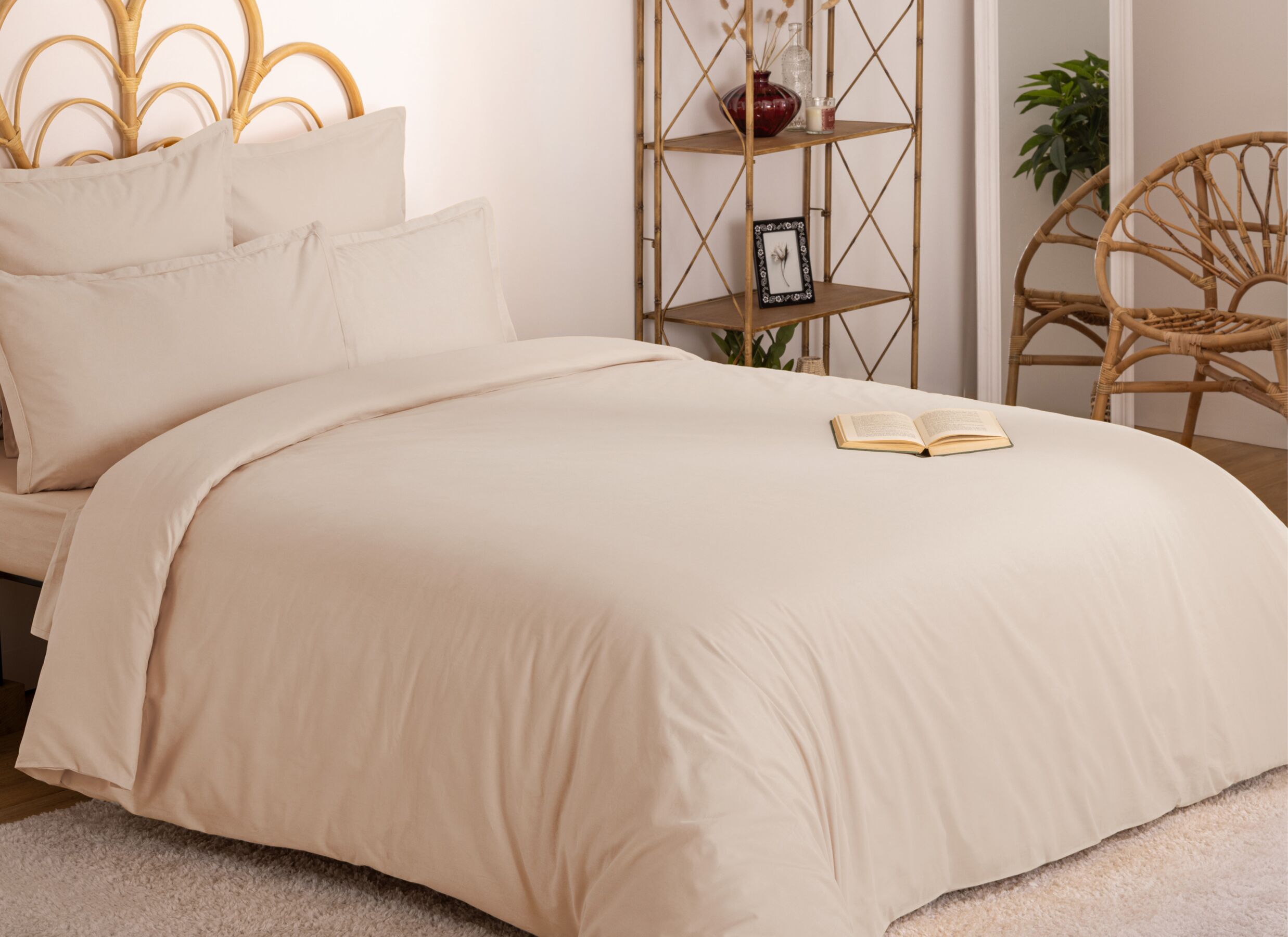 Sfeerfoto - Dekbedovertrek 140x220cm - katoen - beige lin excl. kussenslopen