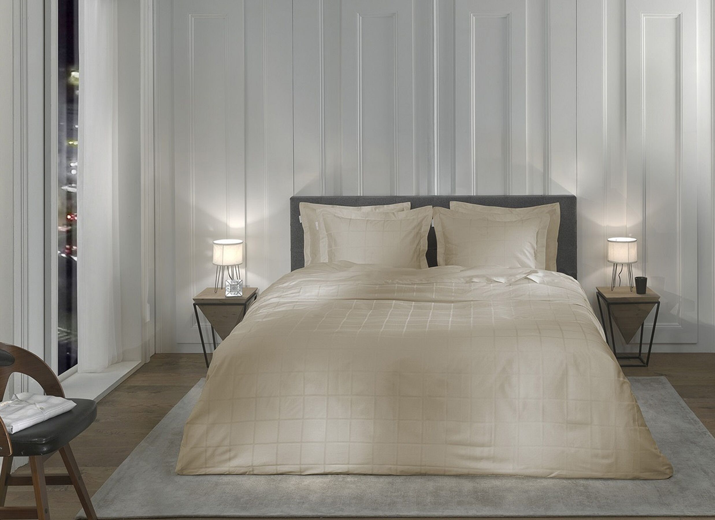 Foto ambiance - Housse de couette Heckettlane Diamante 240x220cm - satin de coton - mojav sand