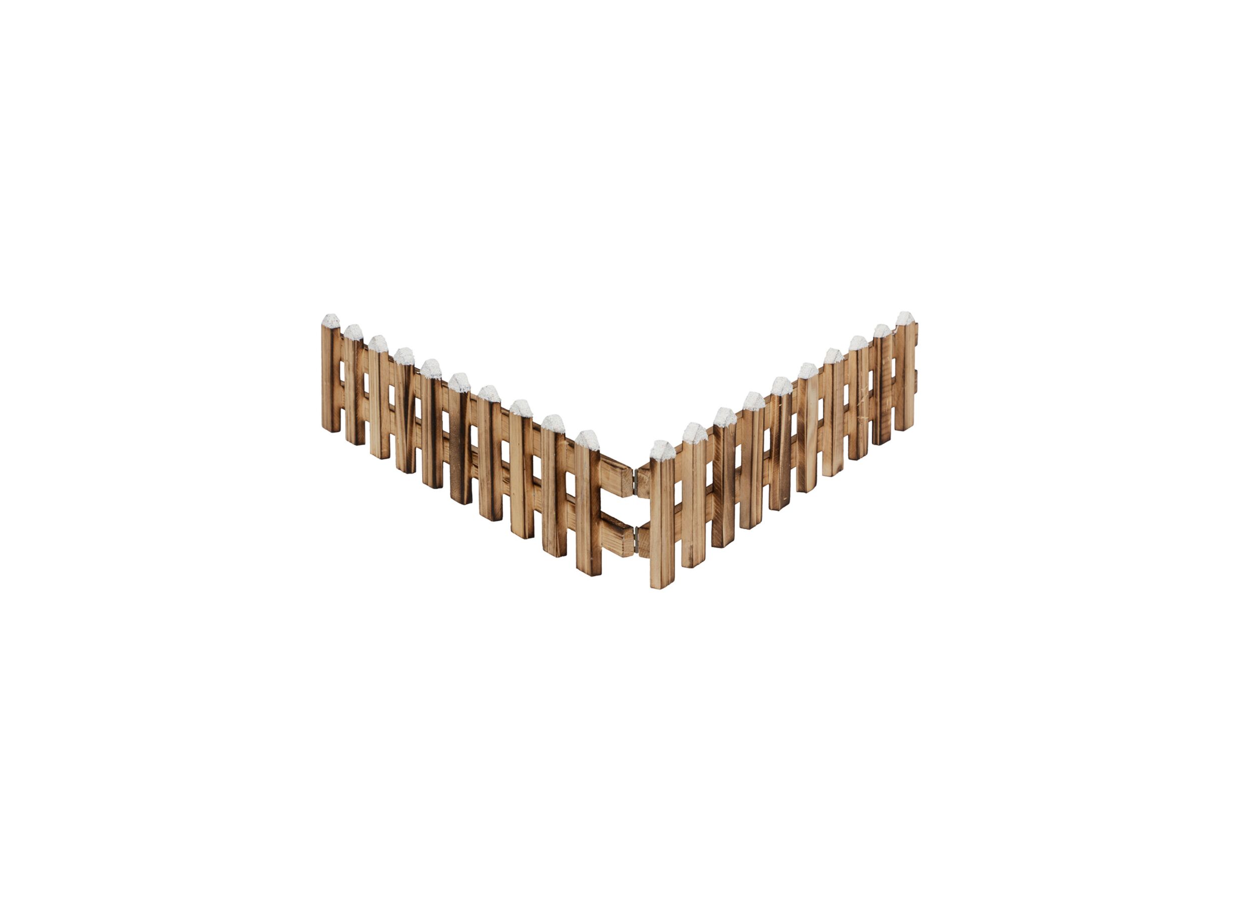 Kerstdecoratie Houten Hek met Sneeuw H10cm bruin - Décoration de Noël Clôture en Bois avec Neige H10cm brun
