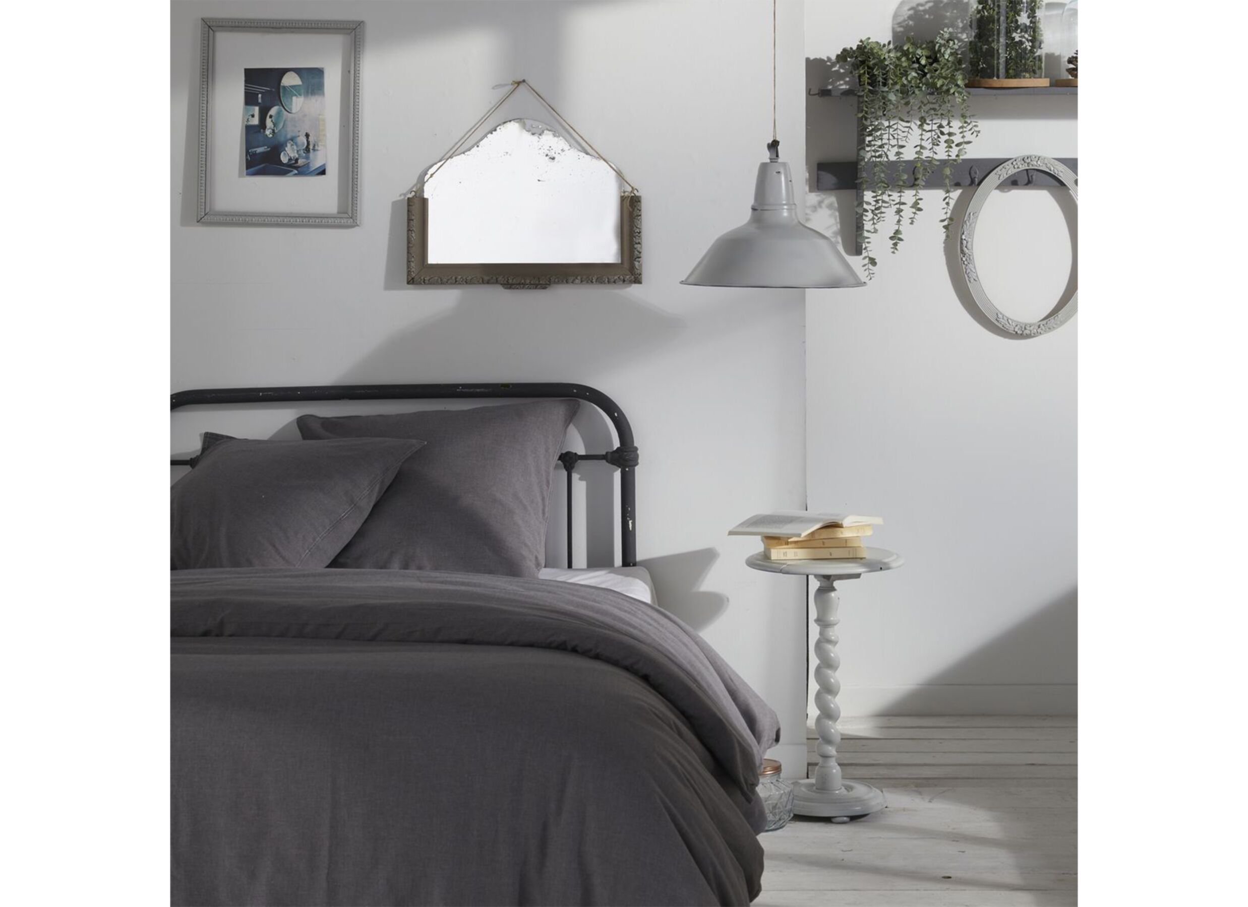 Foto ambiance - Housse de couette Charme 260x240cm - polycoton - gris foncé