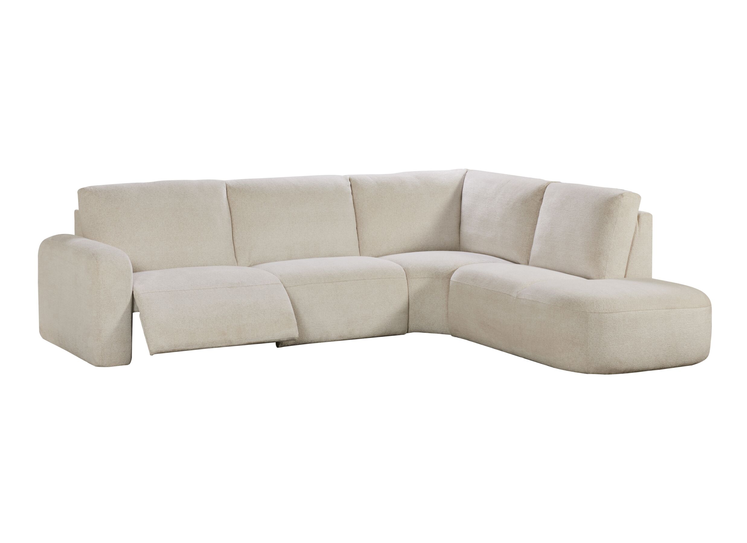 Aperçu - Canapé d'angle Marit 298x235cm - tissu - écru avec relax