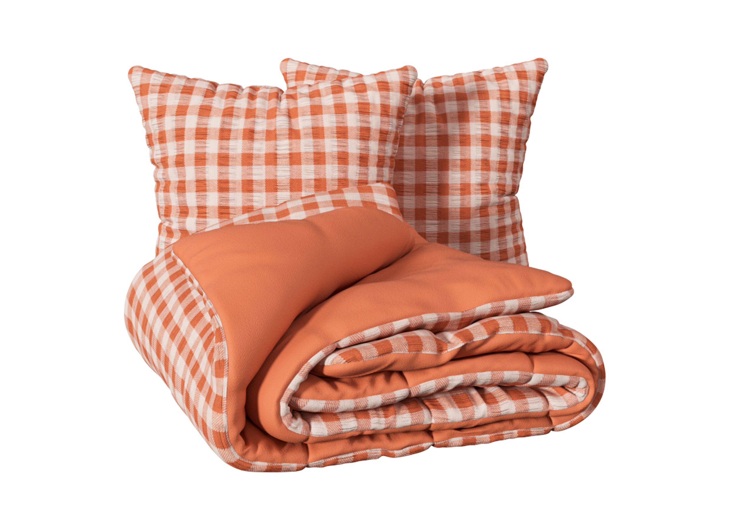 Plus Important - Housse de couette Vichy 240x220cm - polyester - terracotta