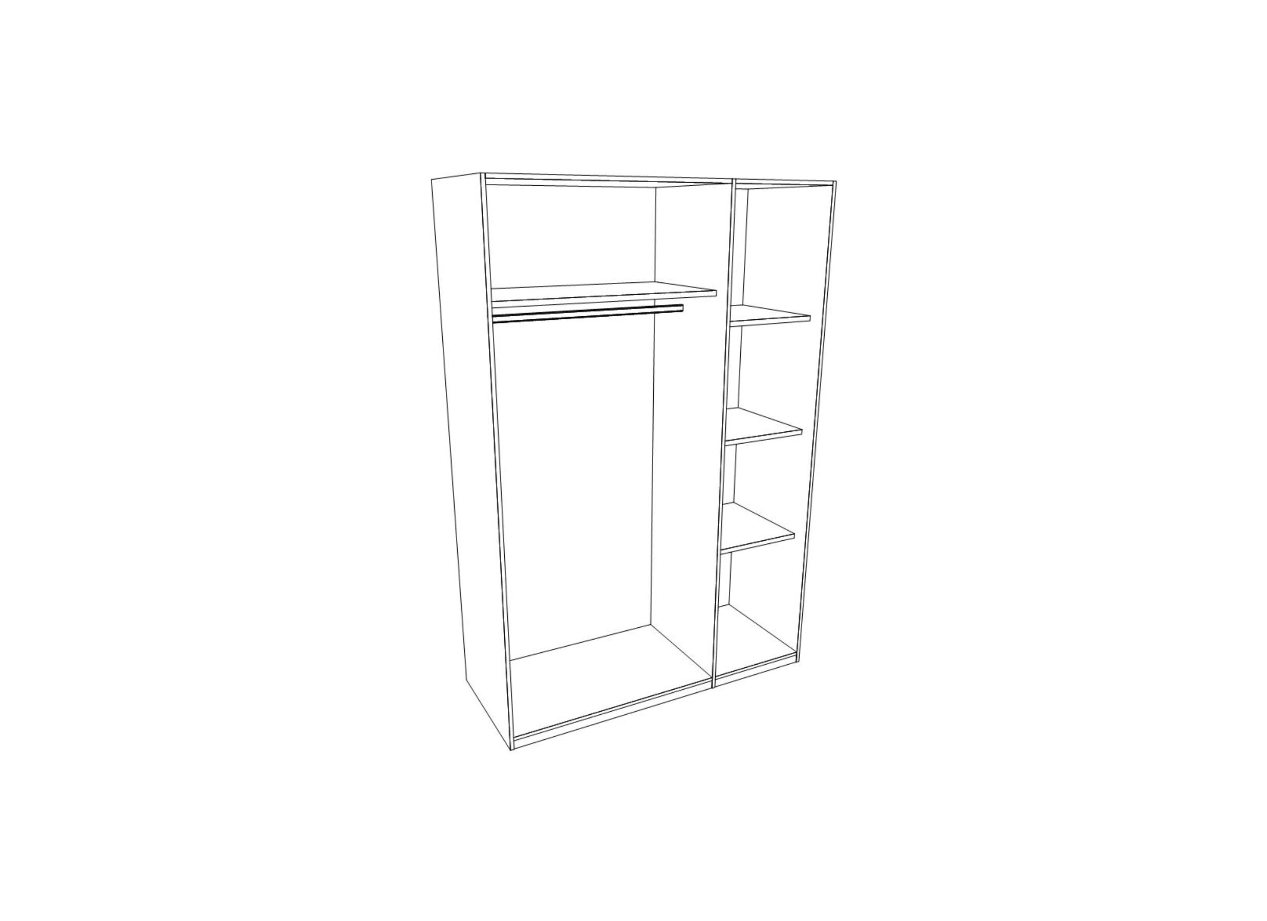 Garde-robe 136cm - décor - blanc alpin/chêne