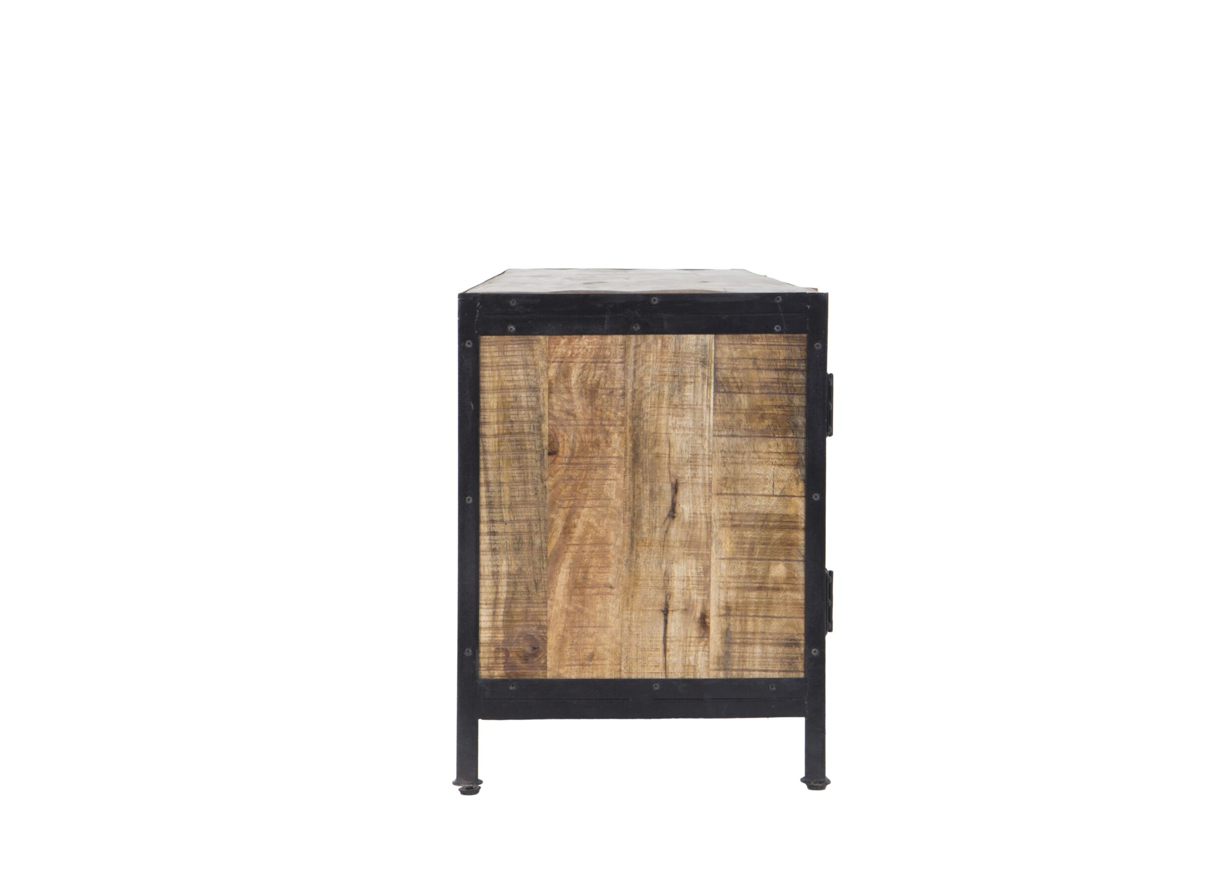 Meuble TV Cameleon 200x45cm - manguier massif & métal - naturel/noir