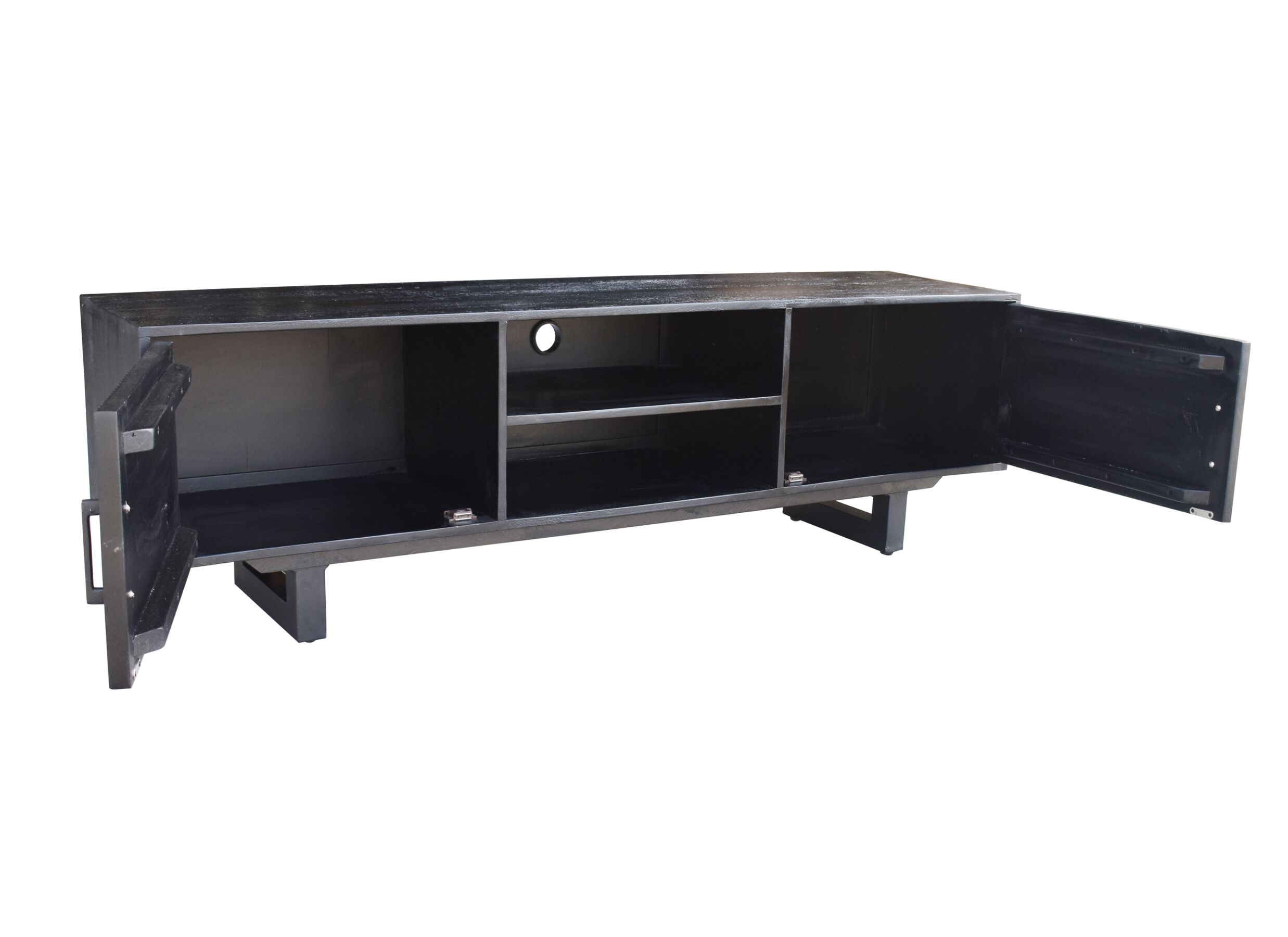 Tv-meubel Monti 180cm - mango massief - zwart