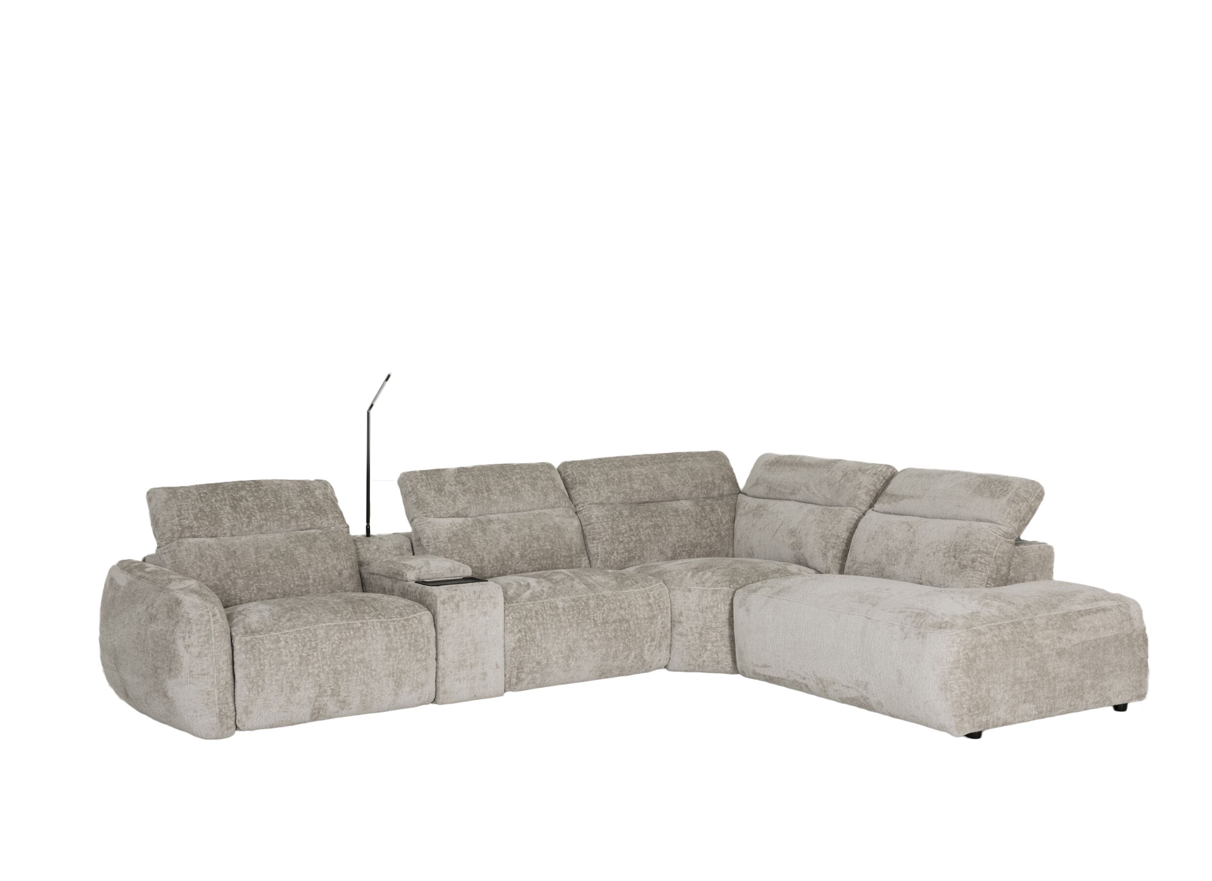 Aperçu - Canapé d'angle Roll 329x265cm - tissu - turtledove avec relax et rangement