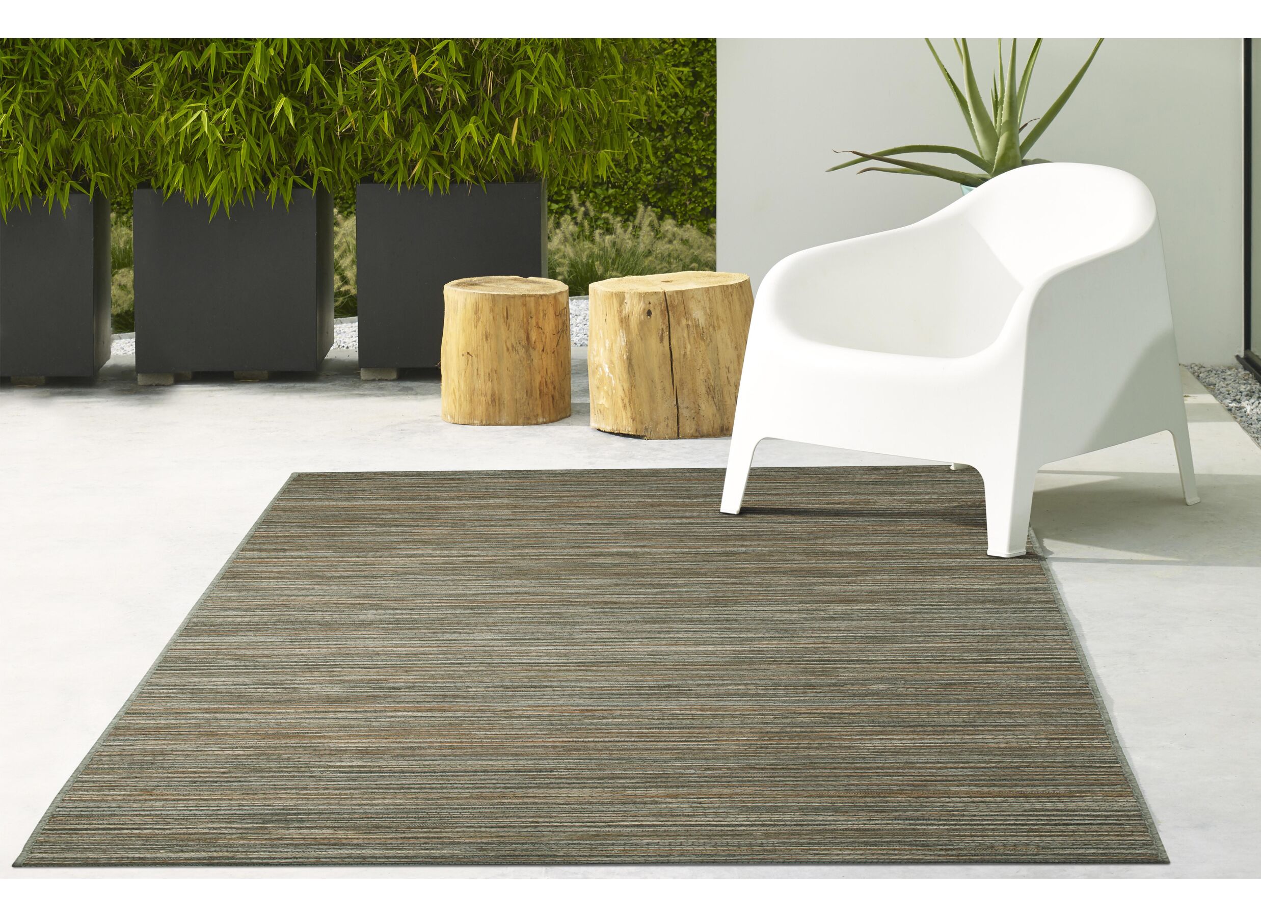Foto ambiance - Tapis extérieur Brandon 80x150cm - polypropylène - brun foncé