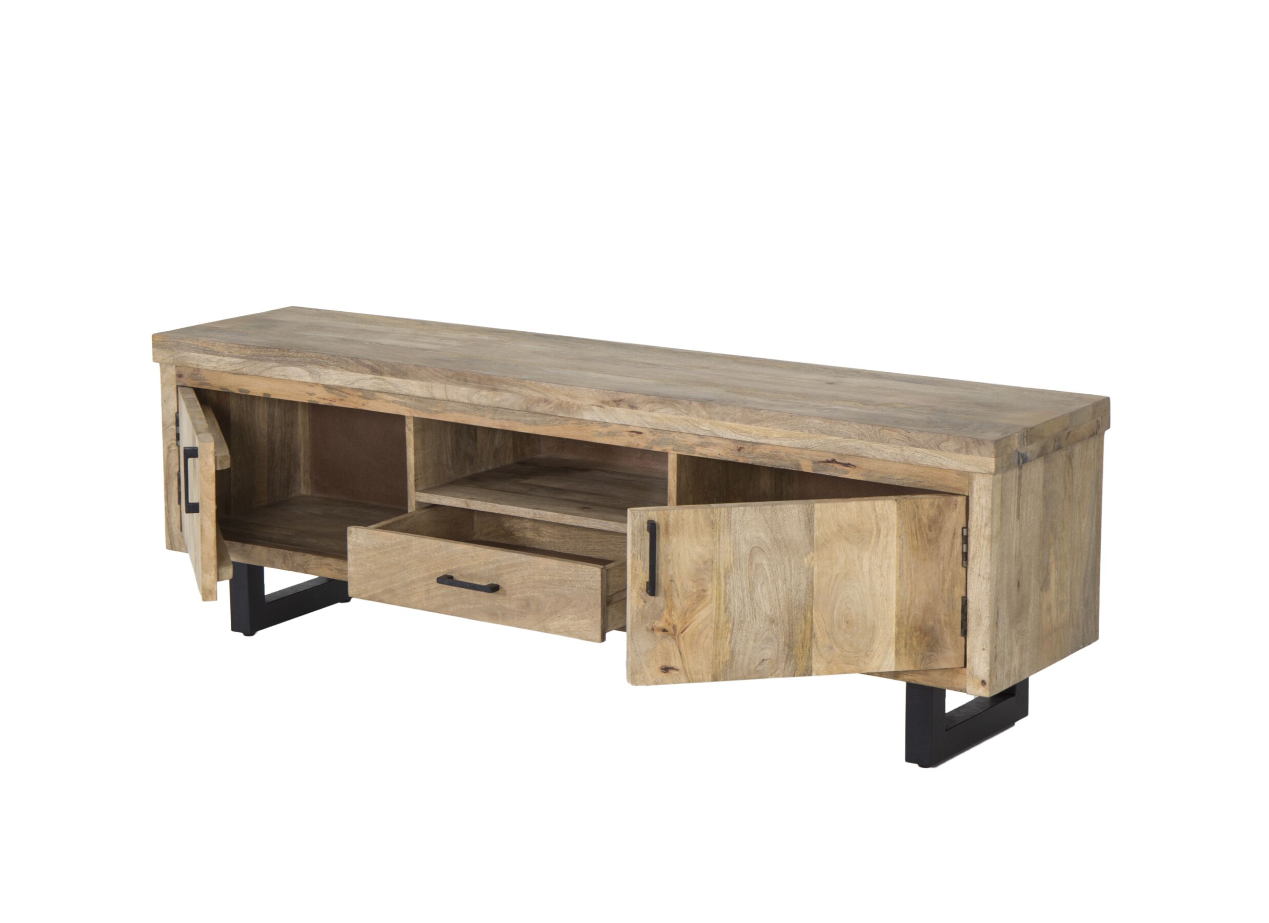 Tv-meubel Boqueria 180x42,5cm - mango massief & metaal - naturel