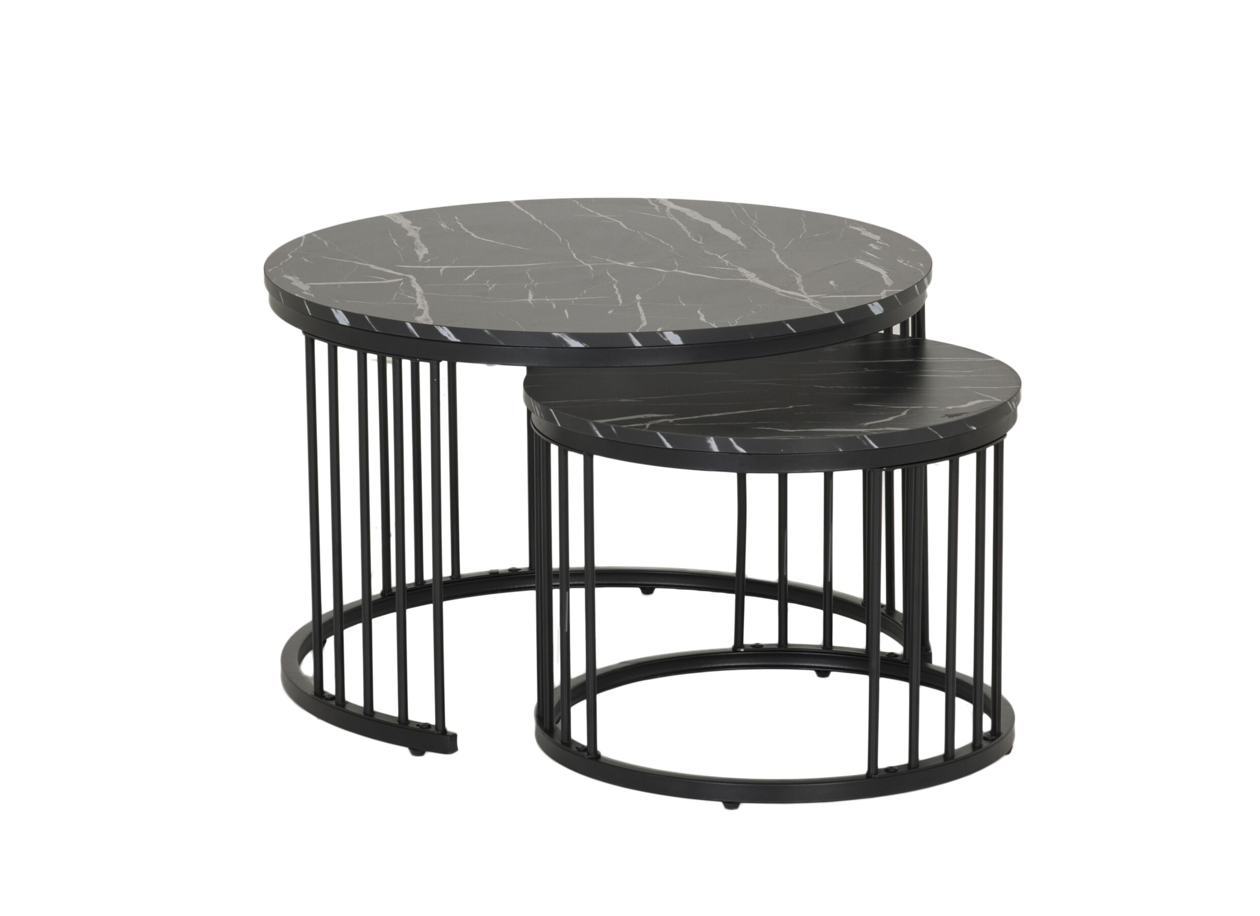 Plus Important - Table d'appoint décor & marbre - noir - lot de 2