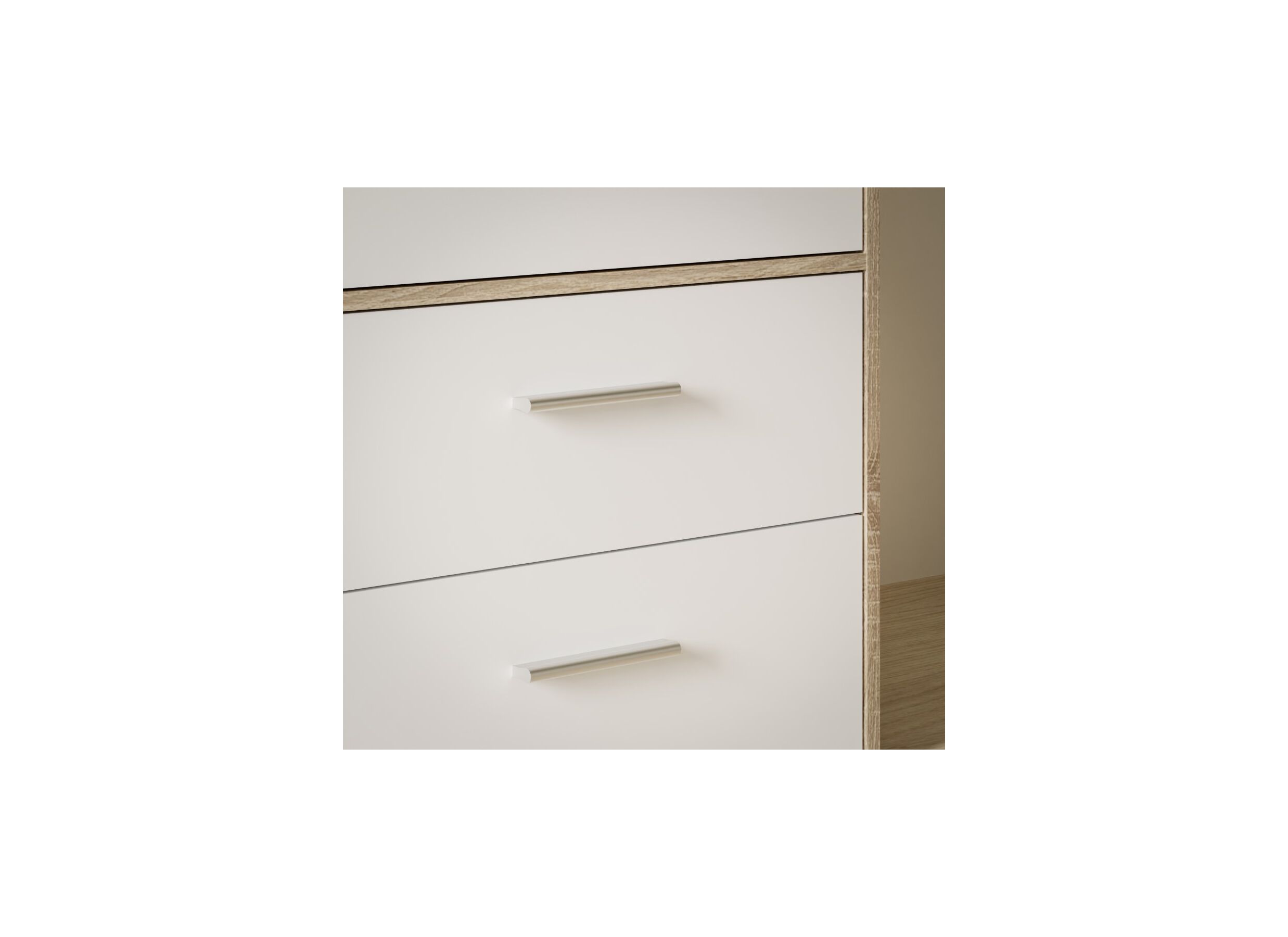 Detailfoto - Kleerkast Mokkaro 145cm - decor - wit/sonoma eik