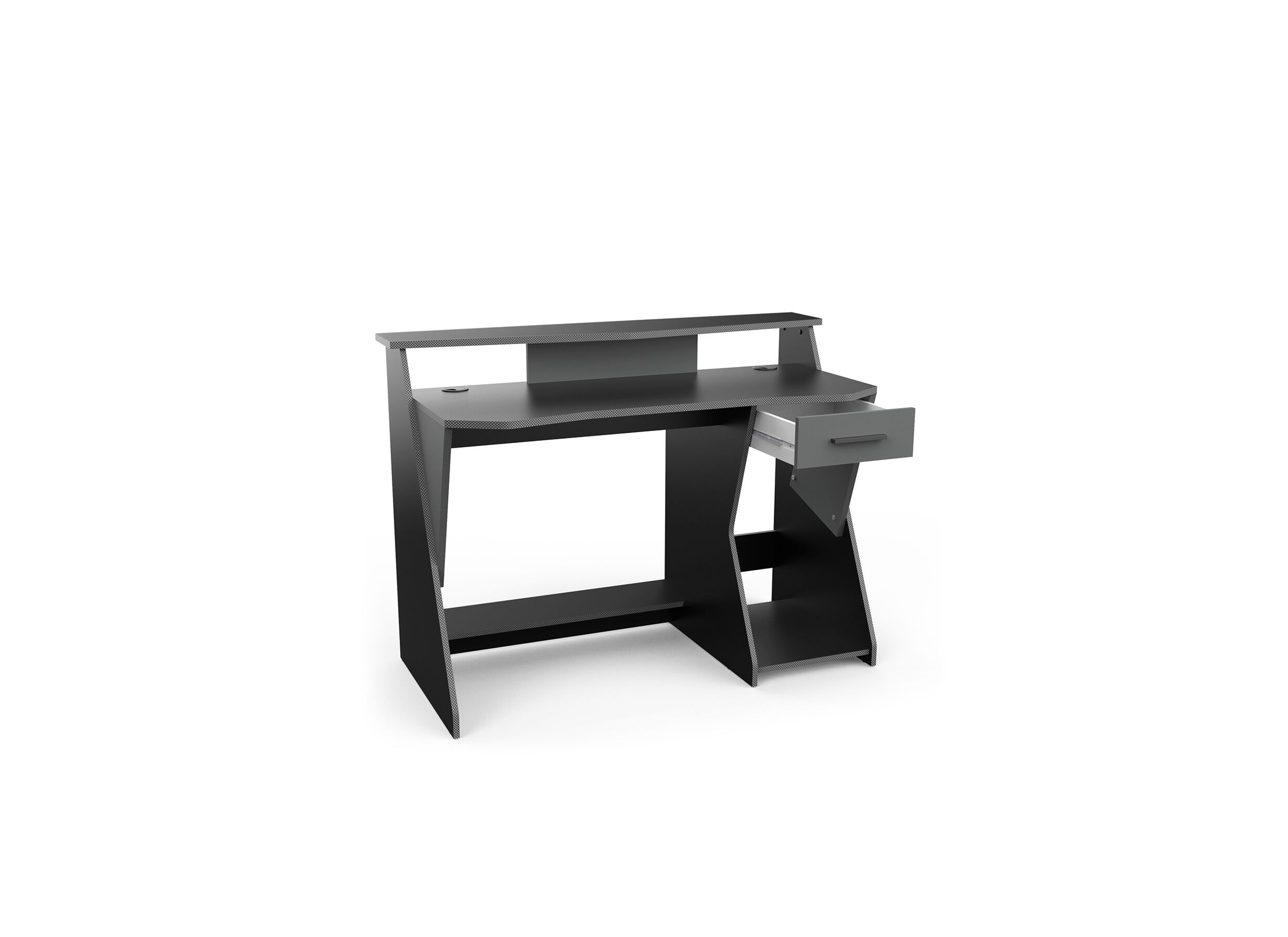 Gamingbureau Skin 124x60cm - melamine - zwart & grijs