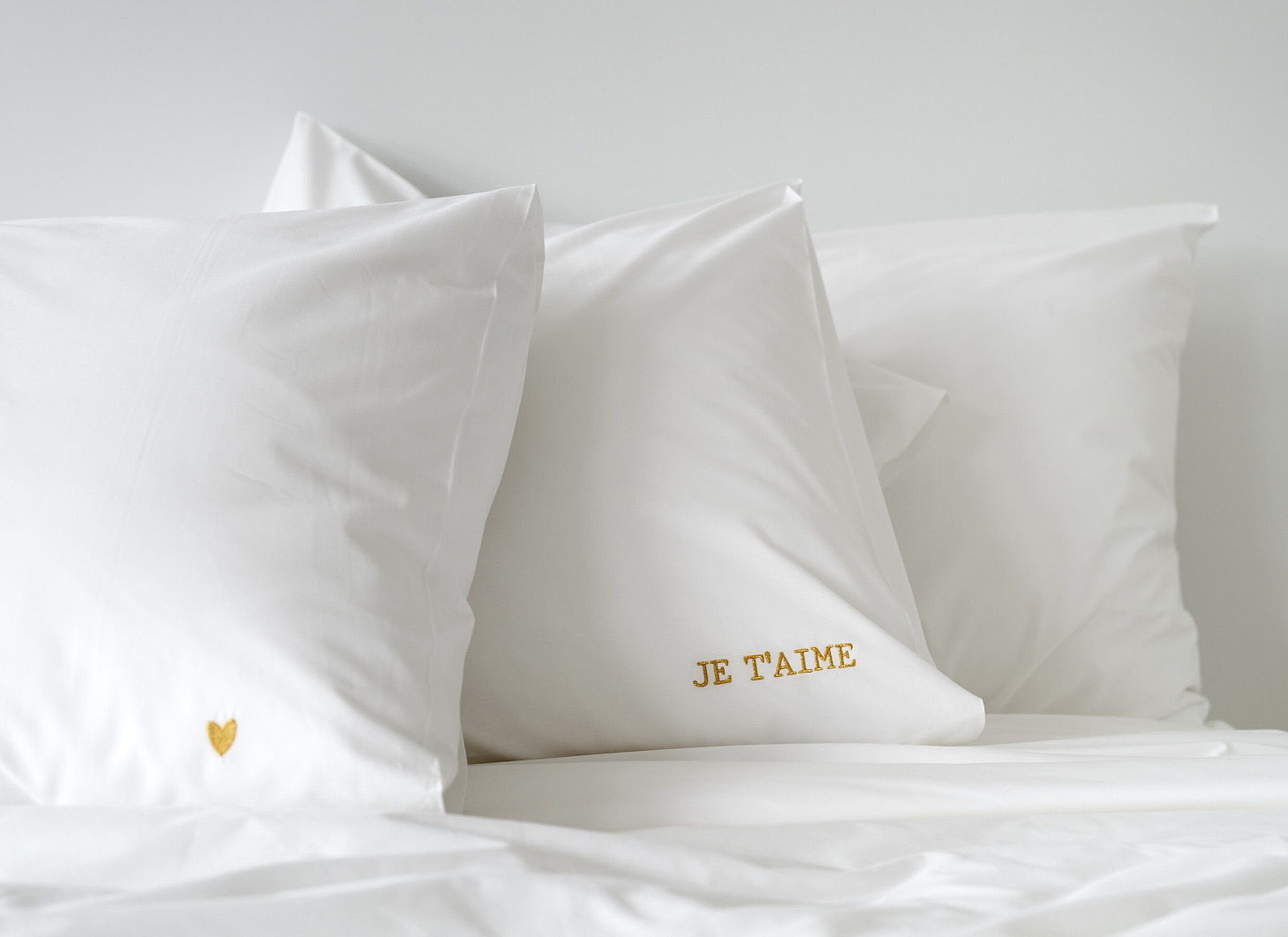 Sfeerfoto - Dekbedovertrek Je t'aime 240x200/220cm - percale - goud