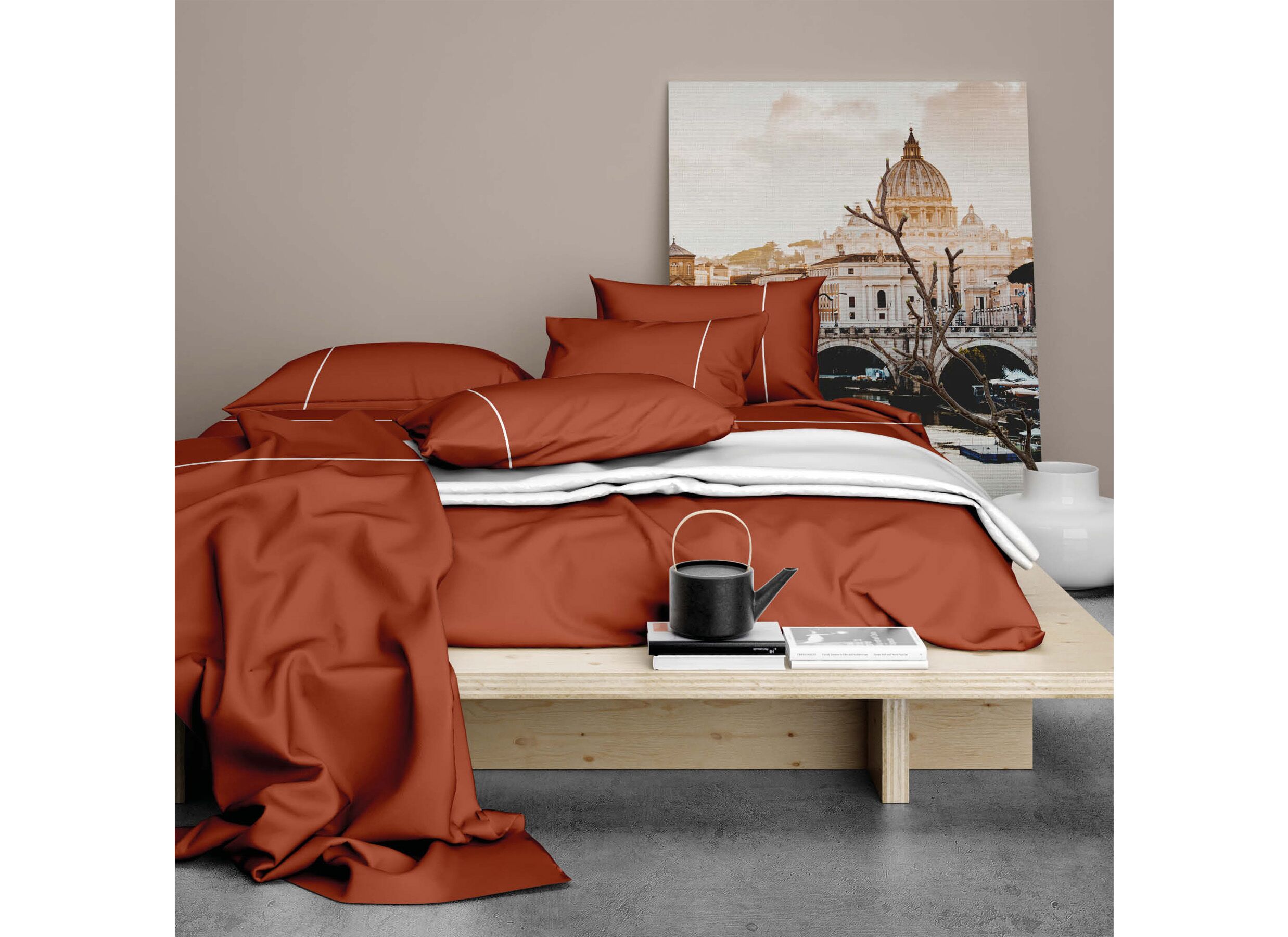 Sfeerfoto - Dekbedovertrek Duchesse 260x200/220cm - flanel - rood